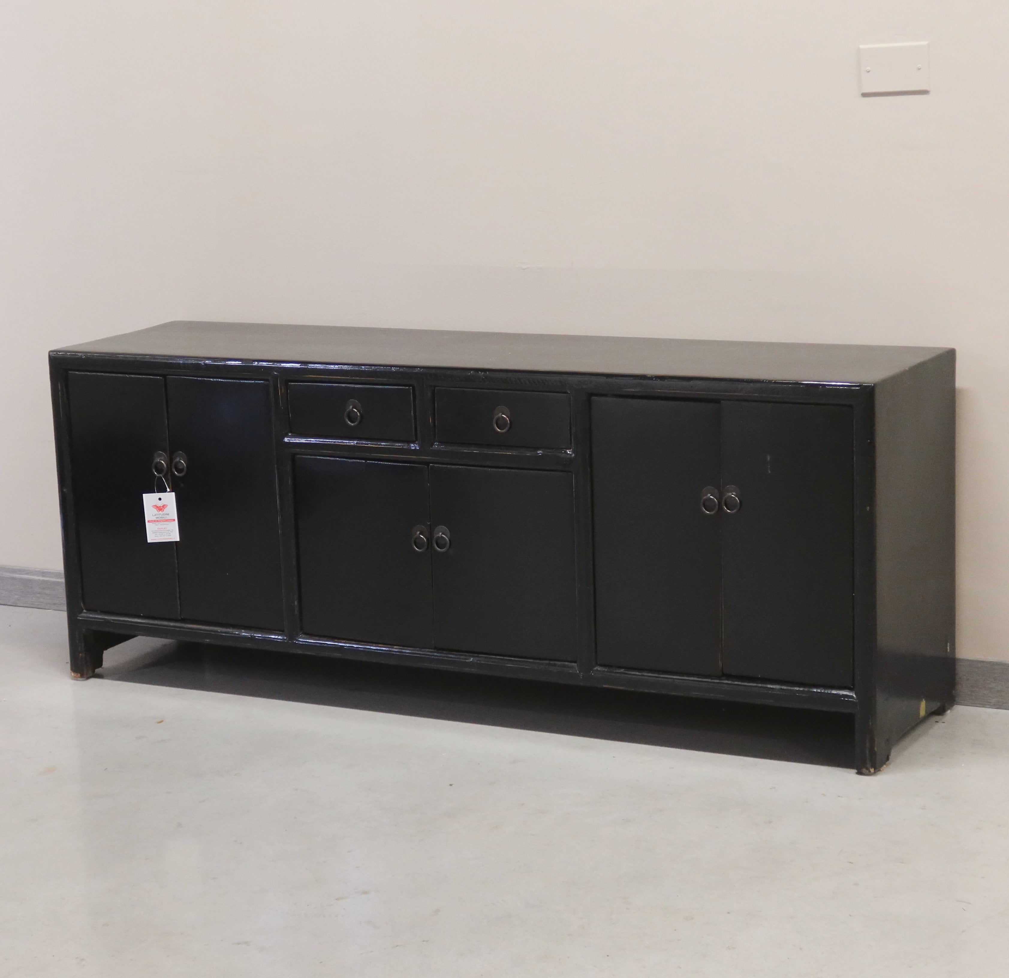 CASSAPANCA CINESE LACCA NERA CON ANTE E CASSETTI