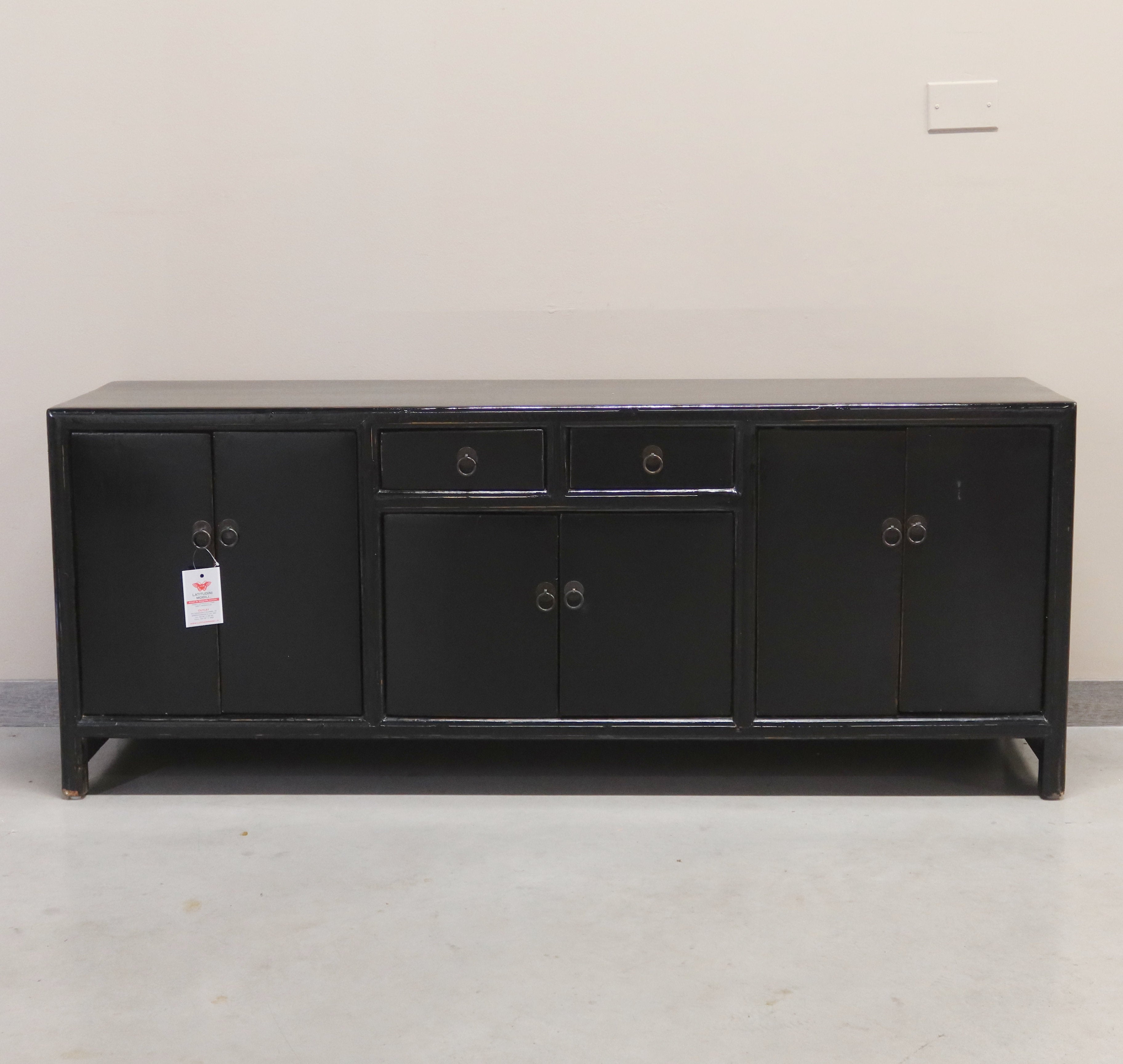 CASSAPANCA CINESE LACCA NERA CON ANTE E CASSETTI