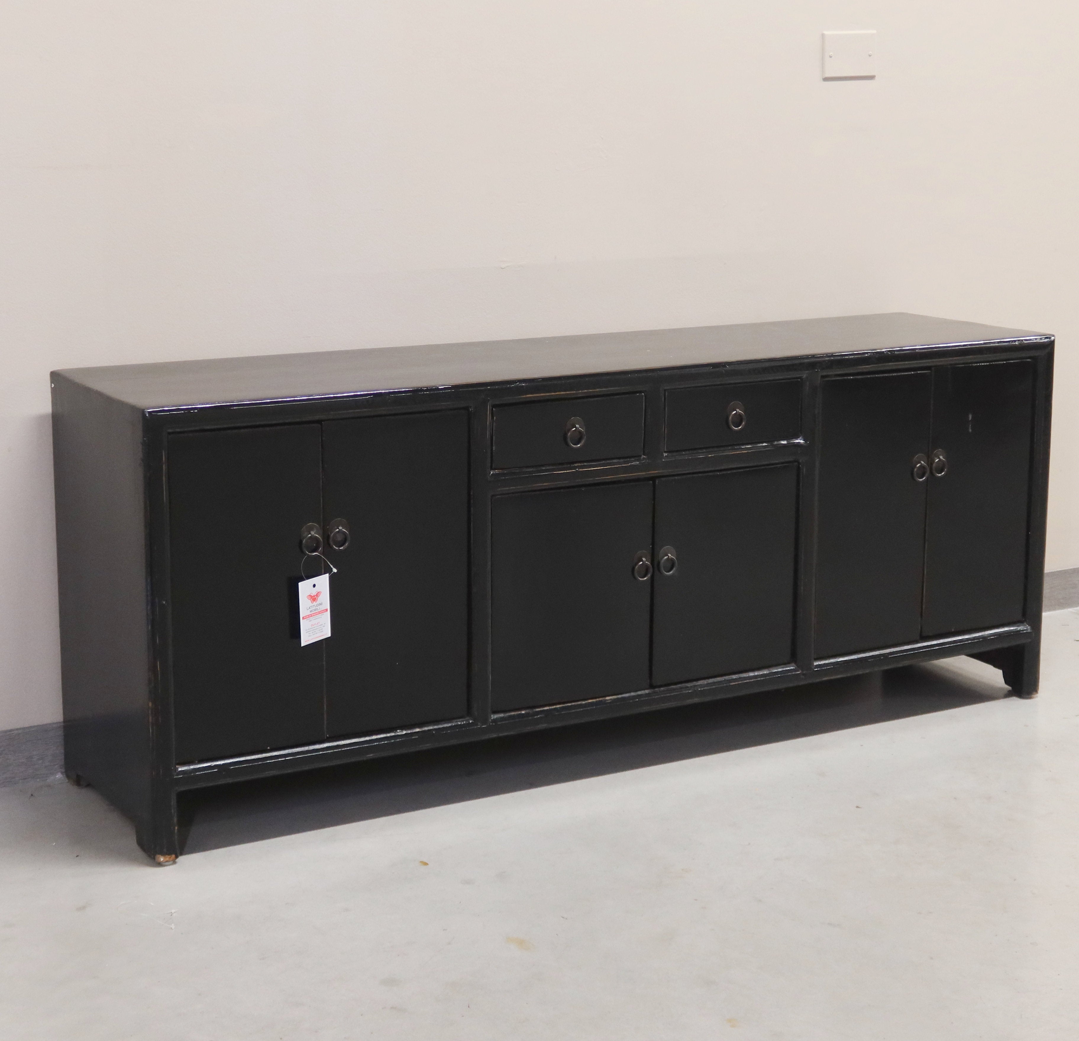 CASSAPANCA CINESE LACCA NERA CON ANTE E CASSETTI