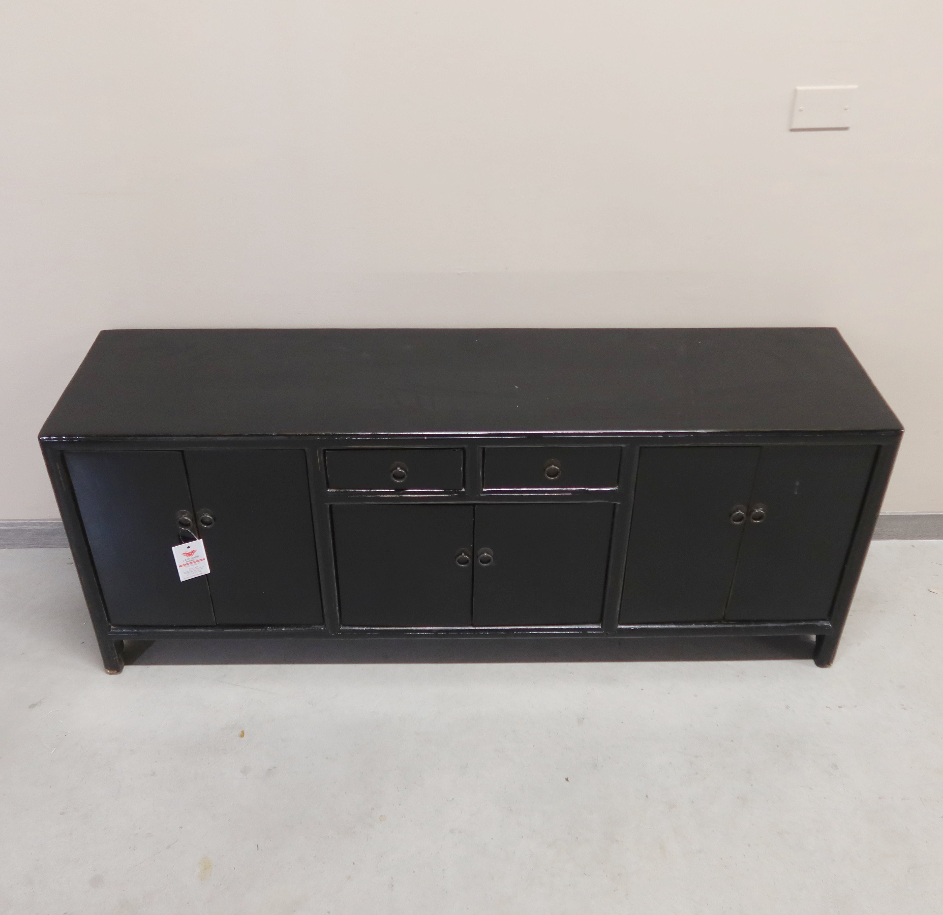 CASSAPANCA CINESE LACCA NERA CON ANTE E CASSETTI