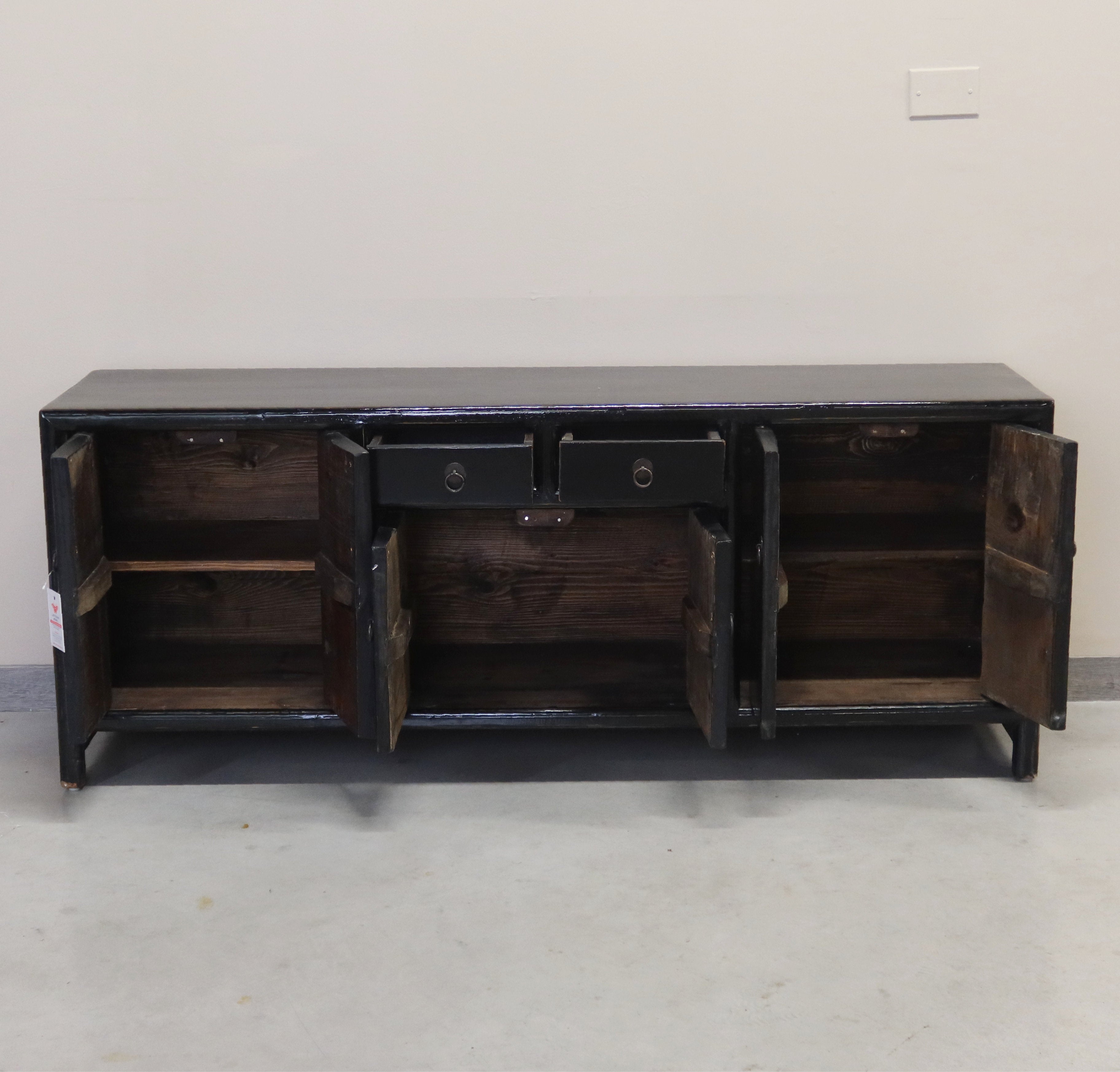 CASSAPANCA CINESE LACCA NERA CON ANTE E CASSETTI