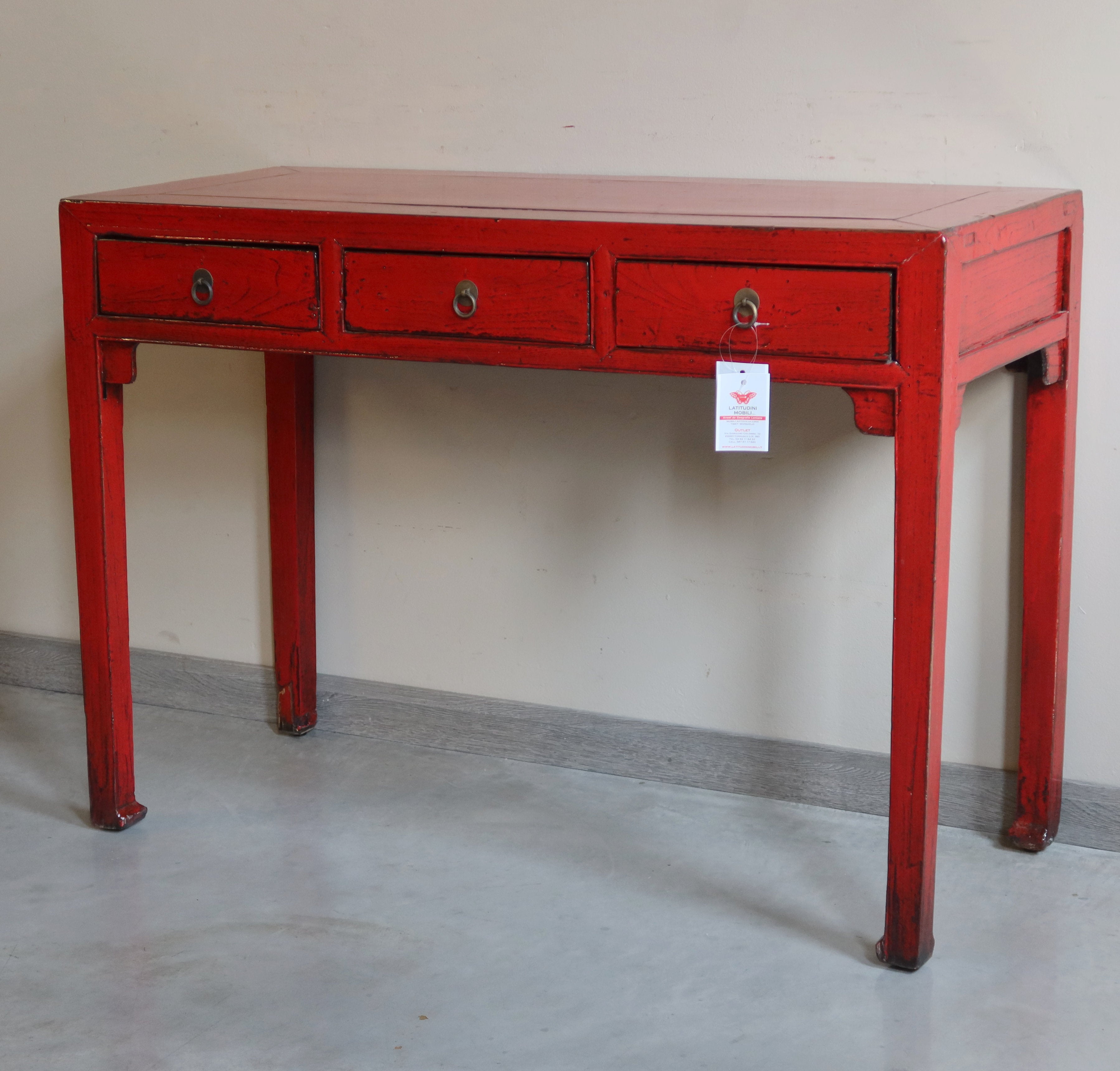 SCRITTOIO OLMO CINESE LACCA ROSSA