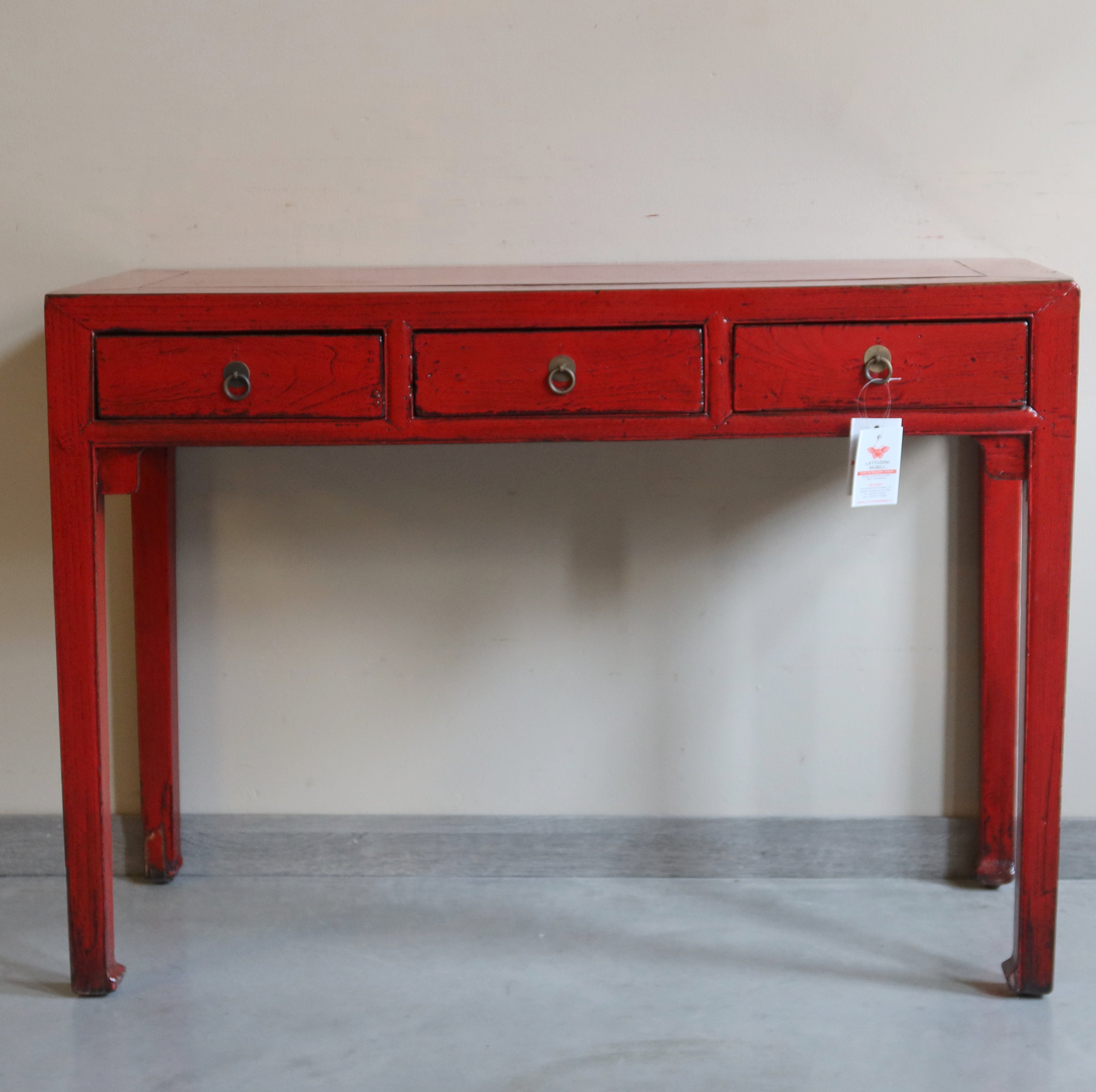 SCRITTOIO OLMO CINESE LACCA ROSSA
