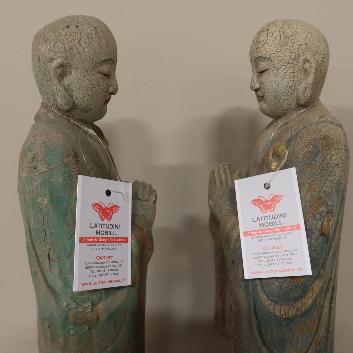 STATUA LIGNEA "MONACO IN PIEDI"