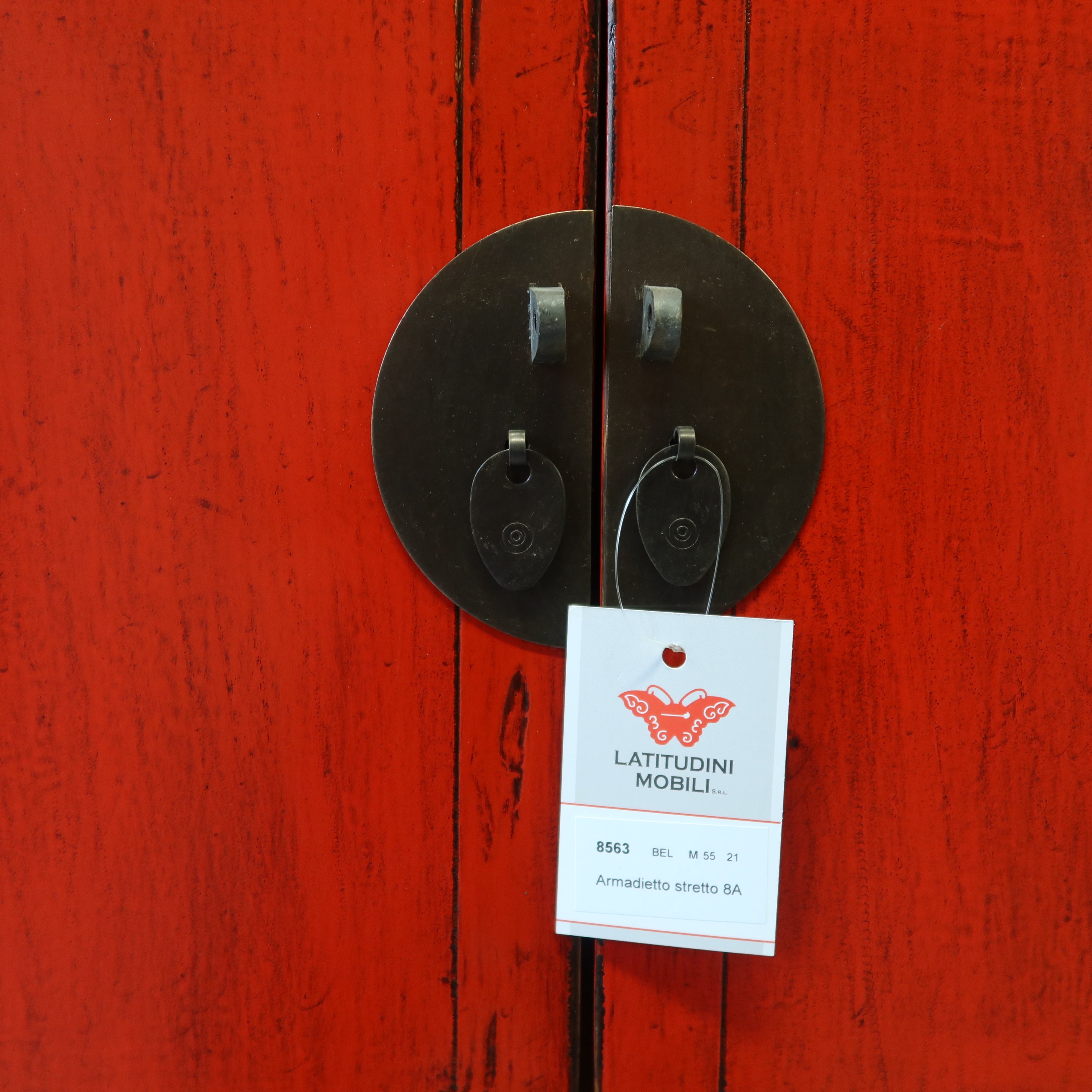 ARMADIETTO CINESE STRETTO A COLONNA LACCA ROSSA