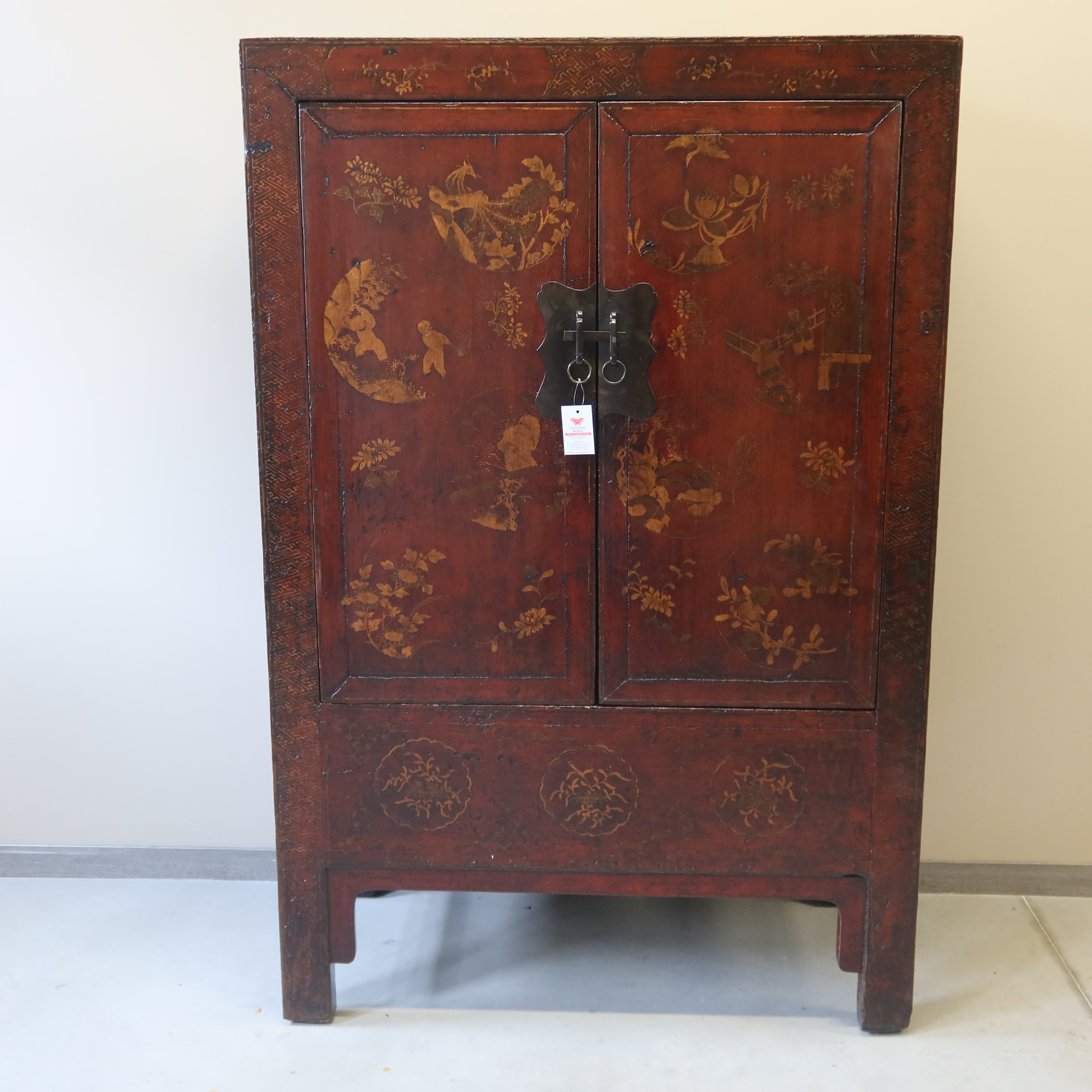 ARMADIO SHANXI ROSSO DECORATO