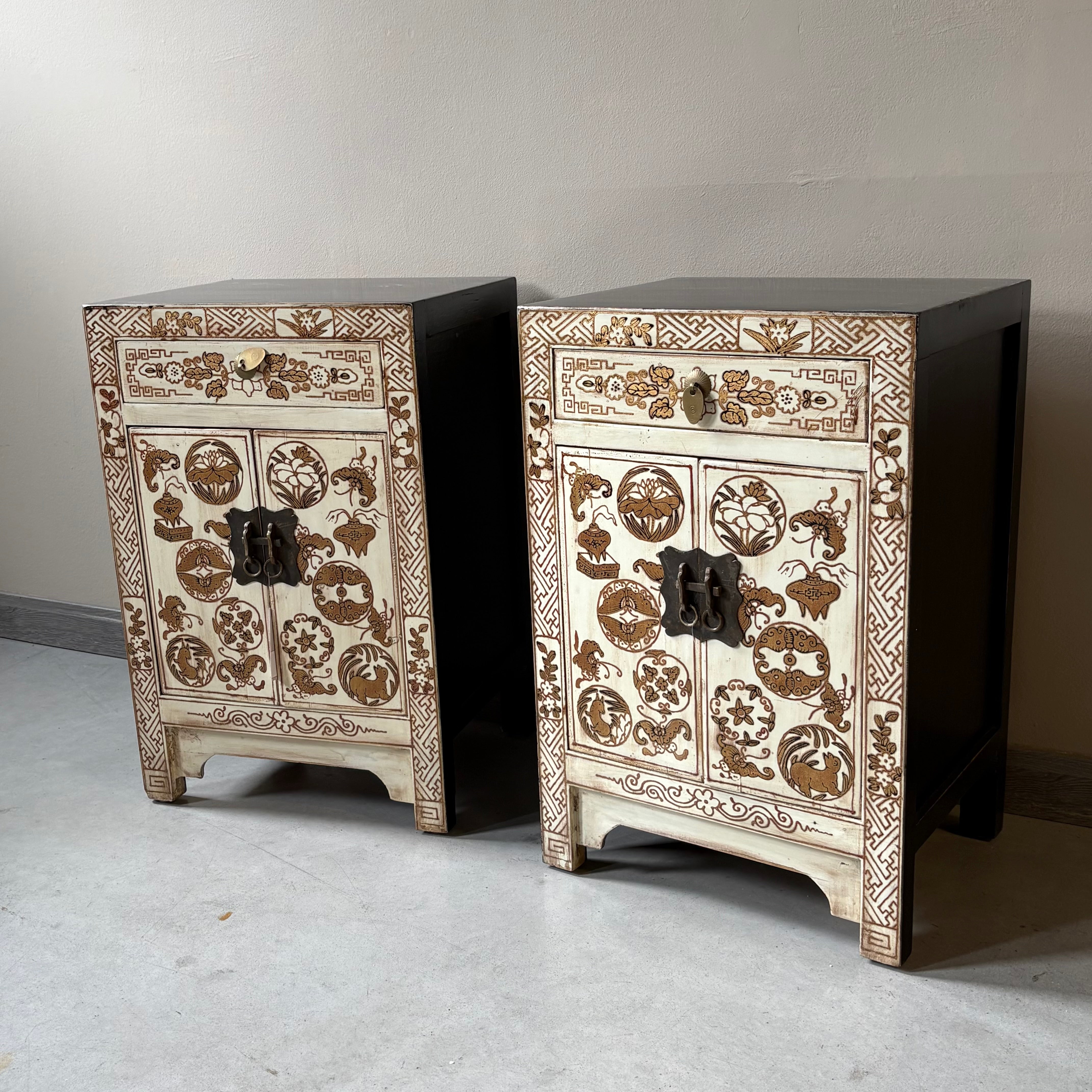 COMODINI CINESI SHANXI LACCA DECORATA