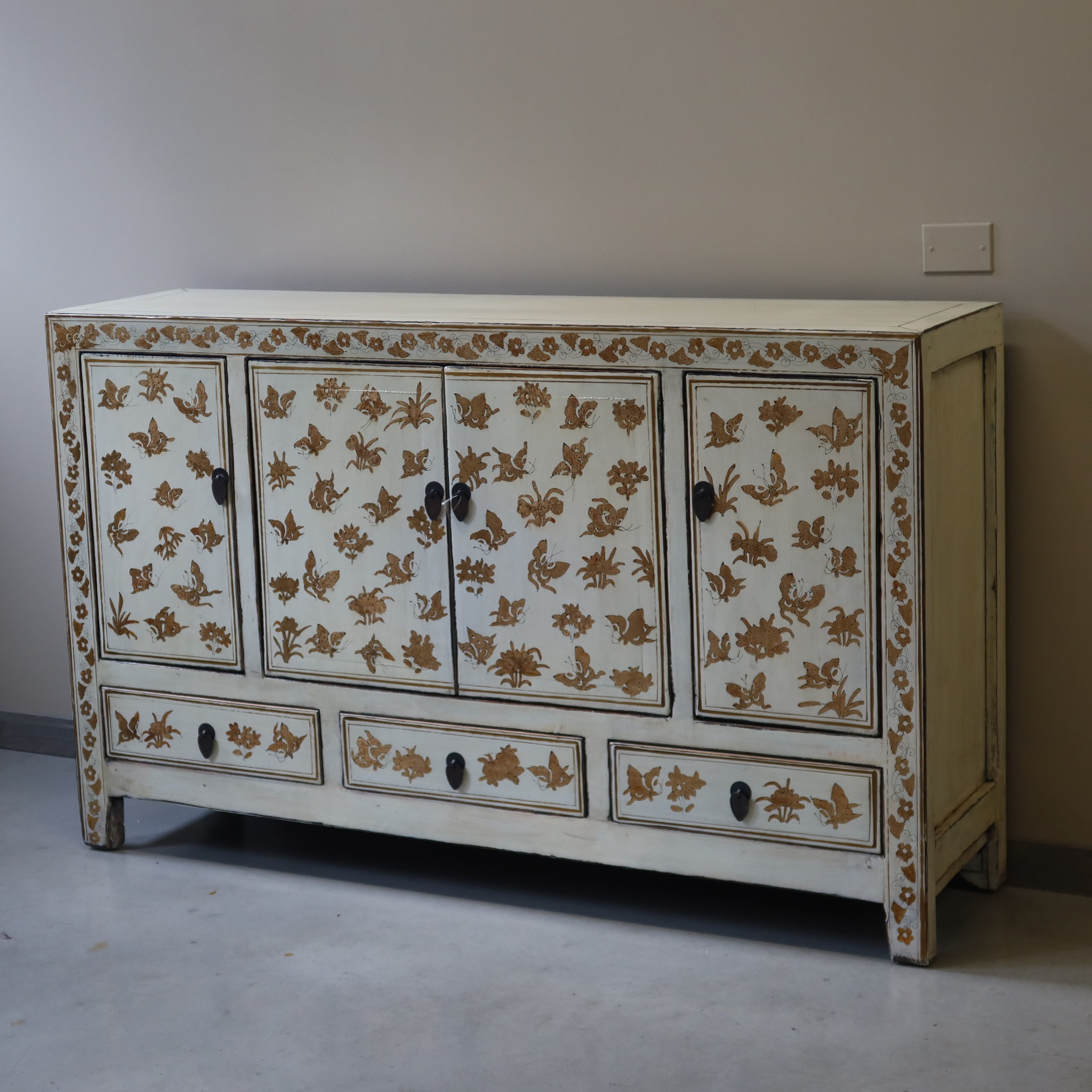 BUFFET SHANXI LACCA BIANCA DECORATA