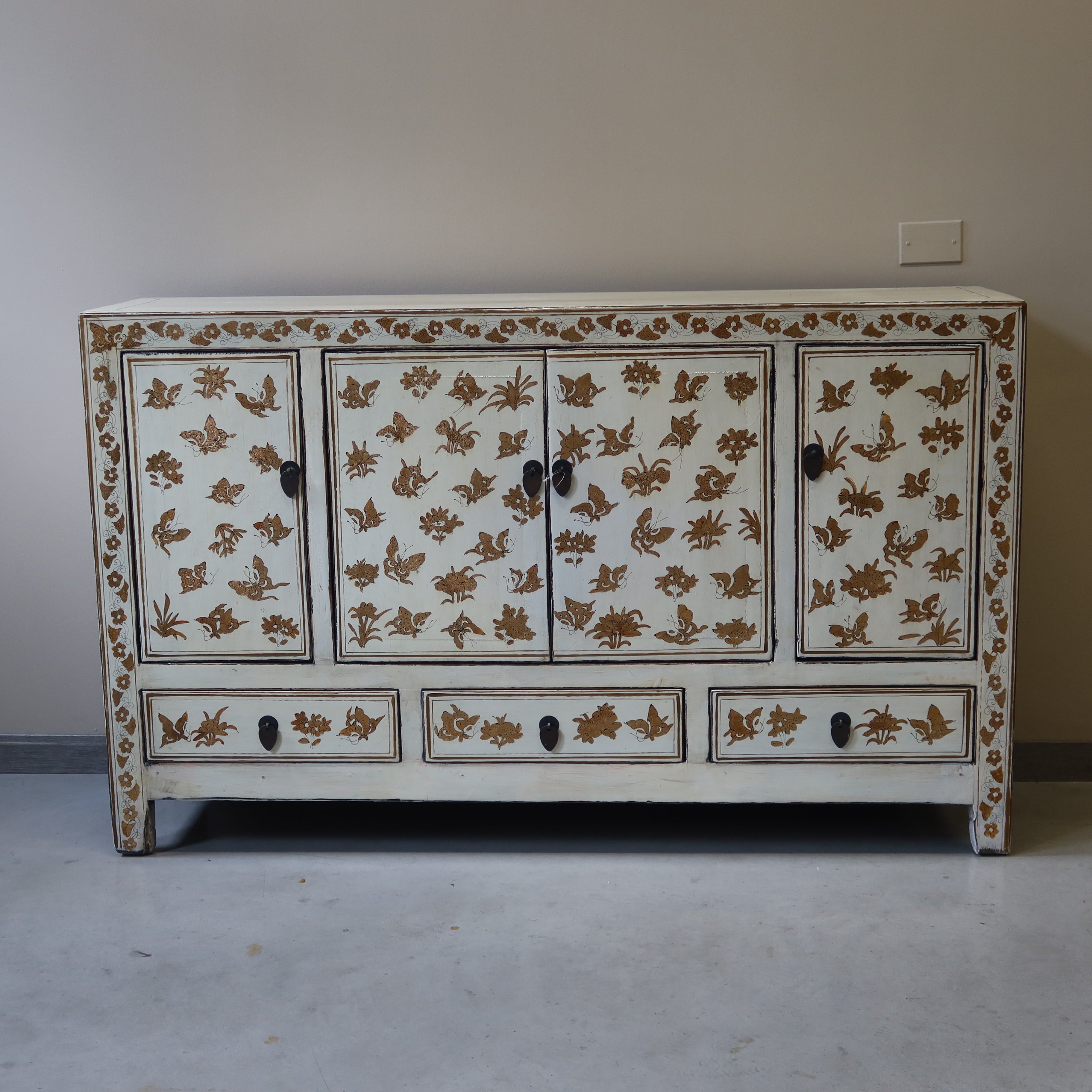 BUFFET SHANXI LACCA BIANCA DECORATA