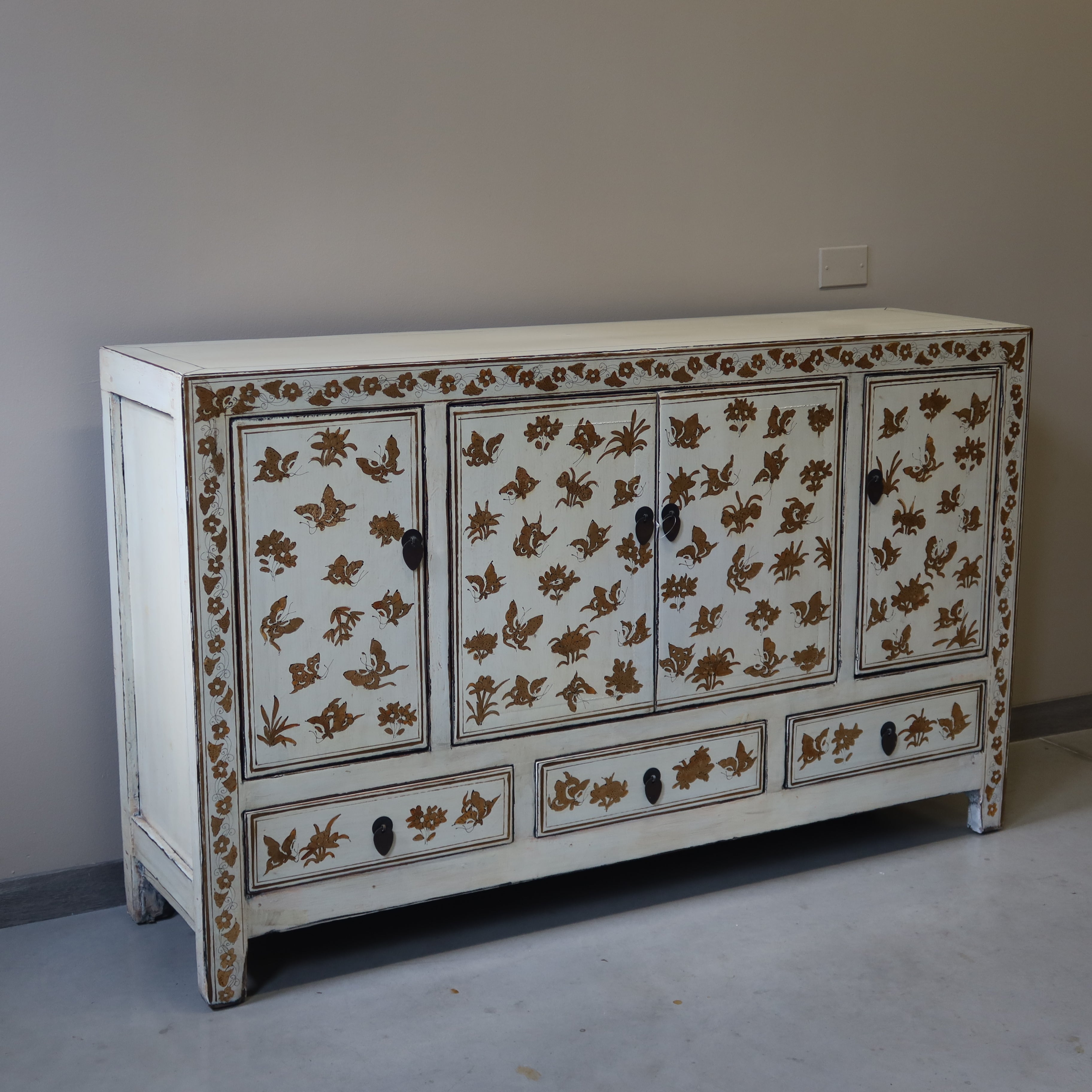 BUFFET SHANXI LACCA BIANCA DECORATA