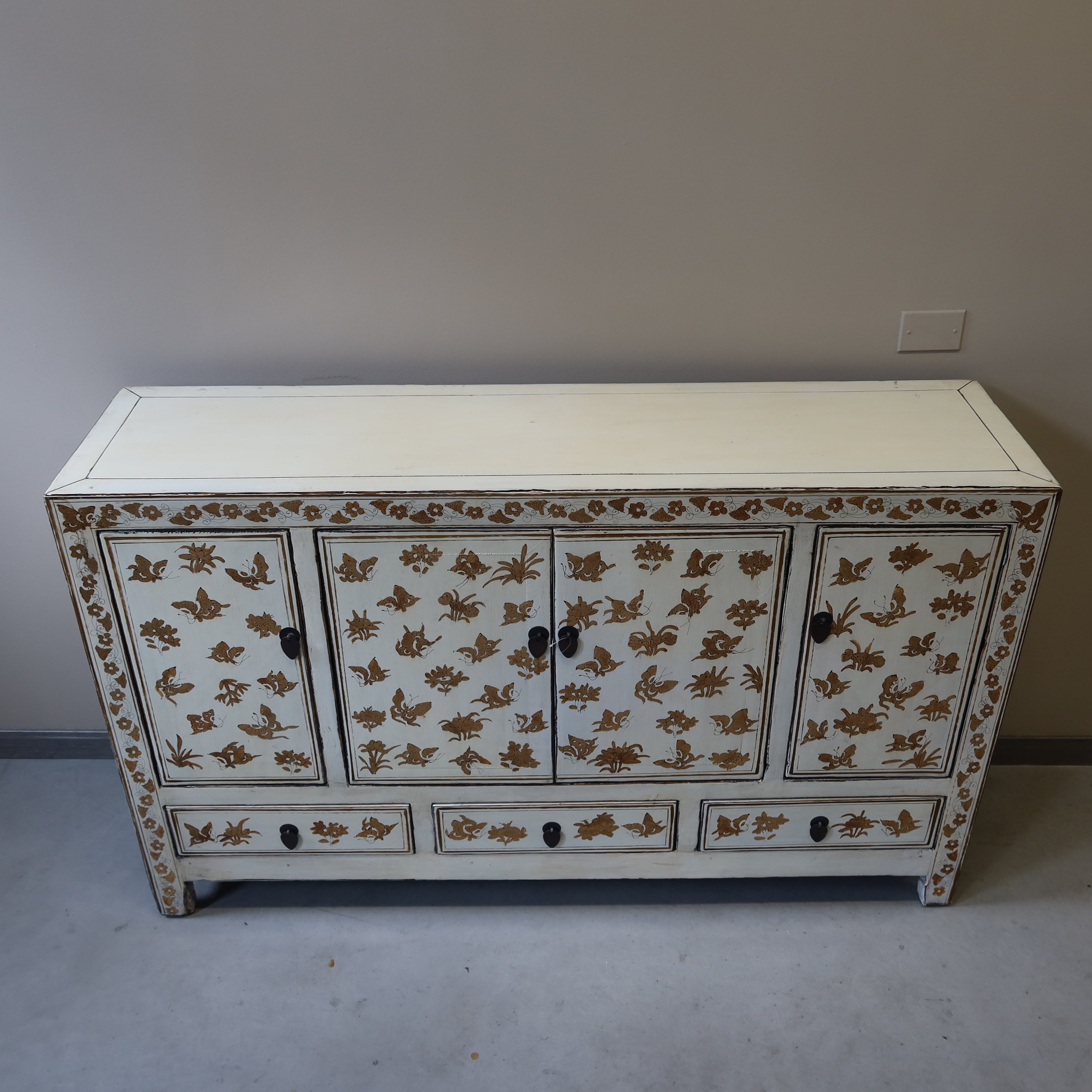 BUFFET SHANXI LACCA BIANCA DECORATA