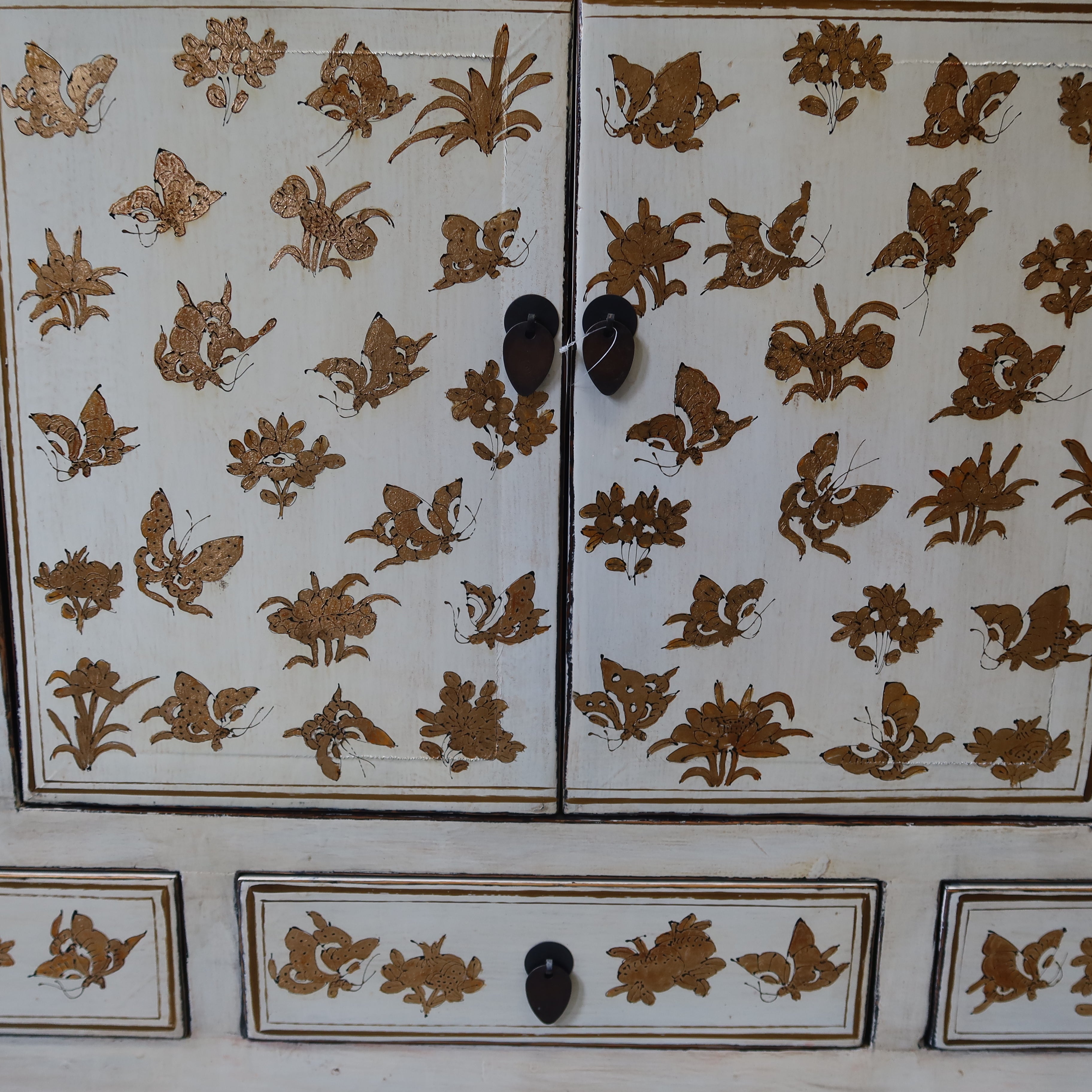 BUFFET SHANXI LACCA BIANCA DECORATA