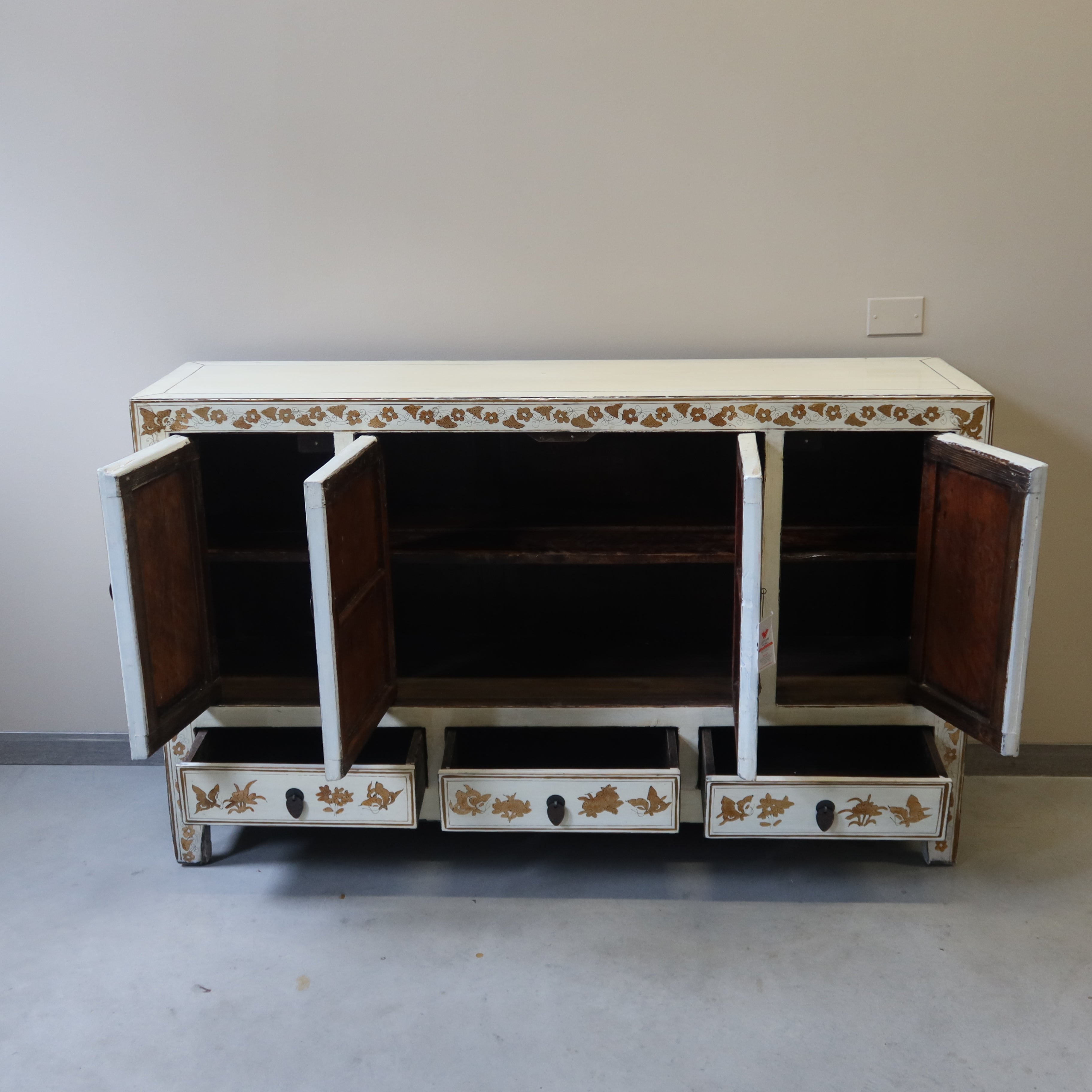 BUFFET SHANXI LACCA BIANCA DECORATA