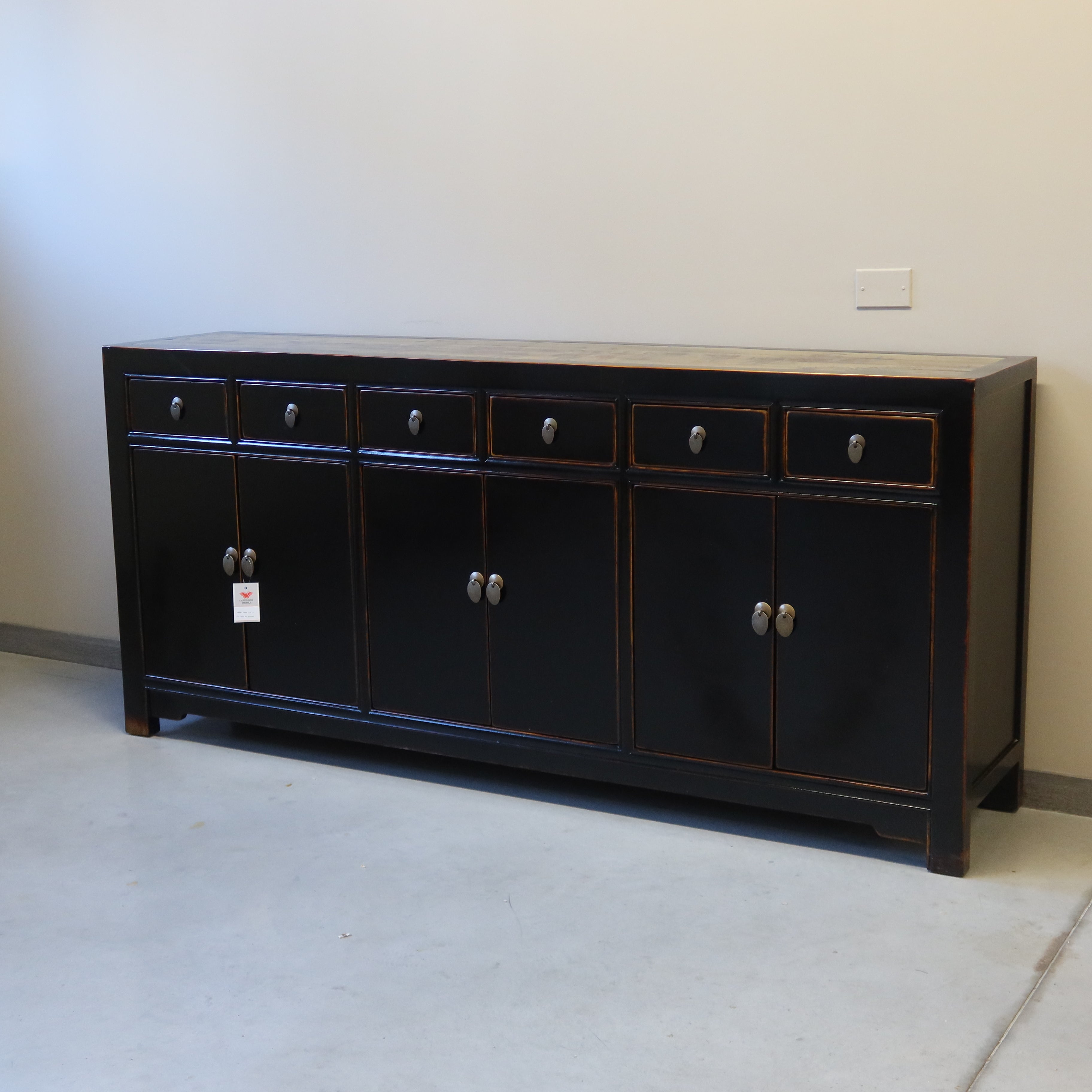 BUFFET CINESE LACCA NERA CON TOP DECORATO