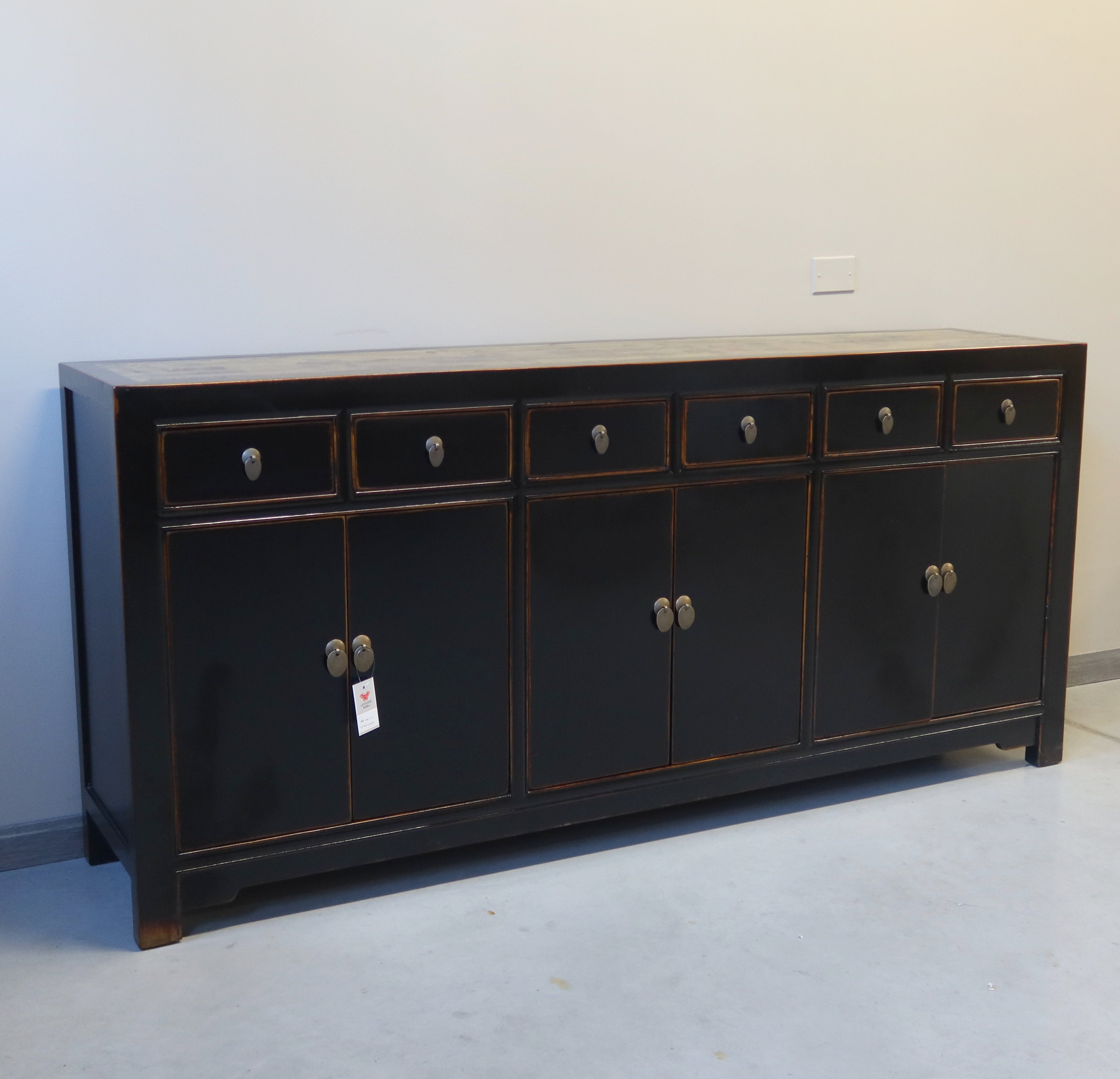 BUFFET CINESE LACCA NERA CON TOP DECORATO