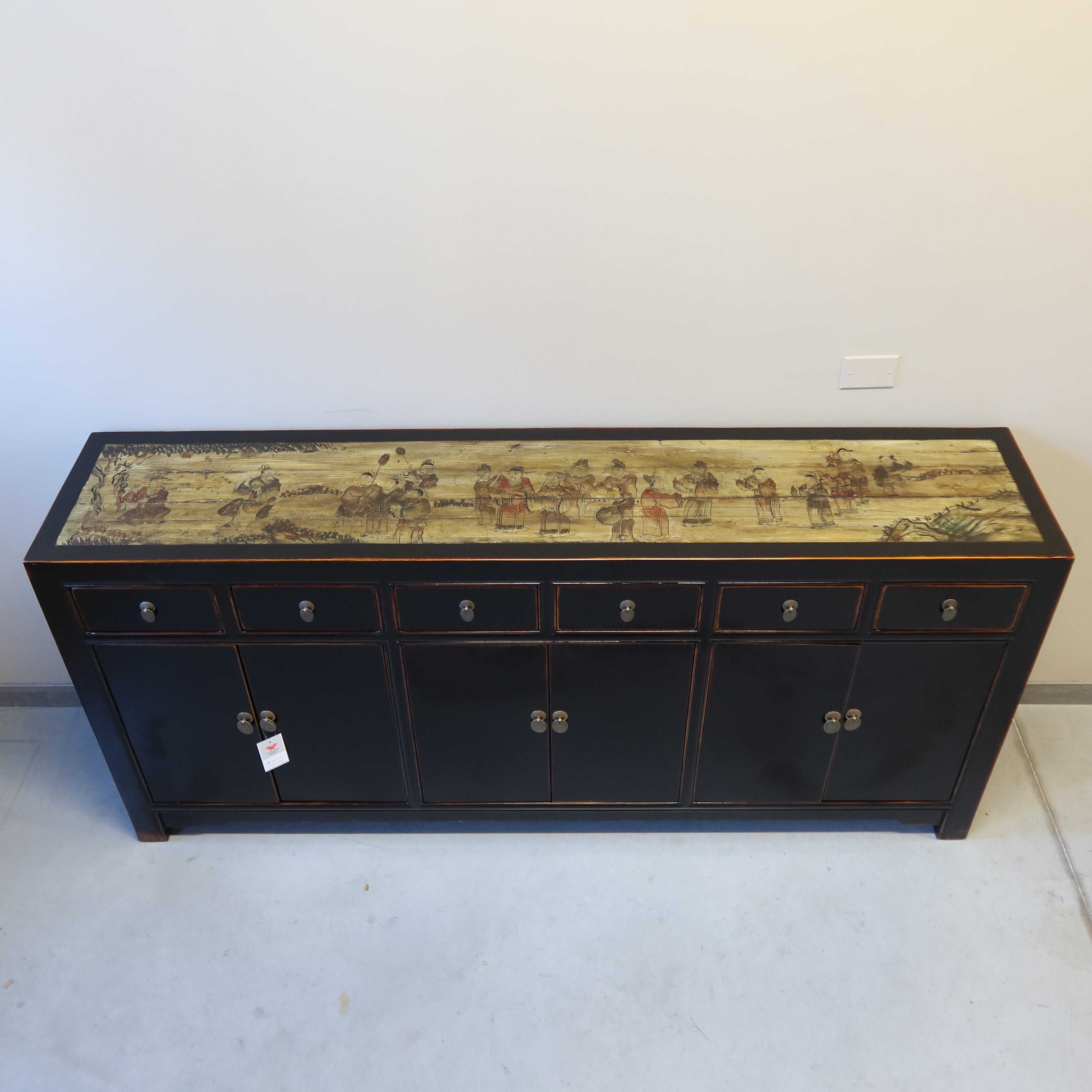 BUFFET CINESE LACCA NERA CON TOP DECORATO