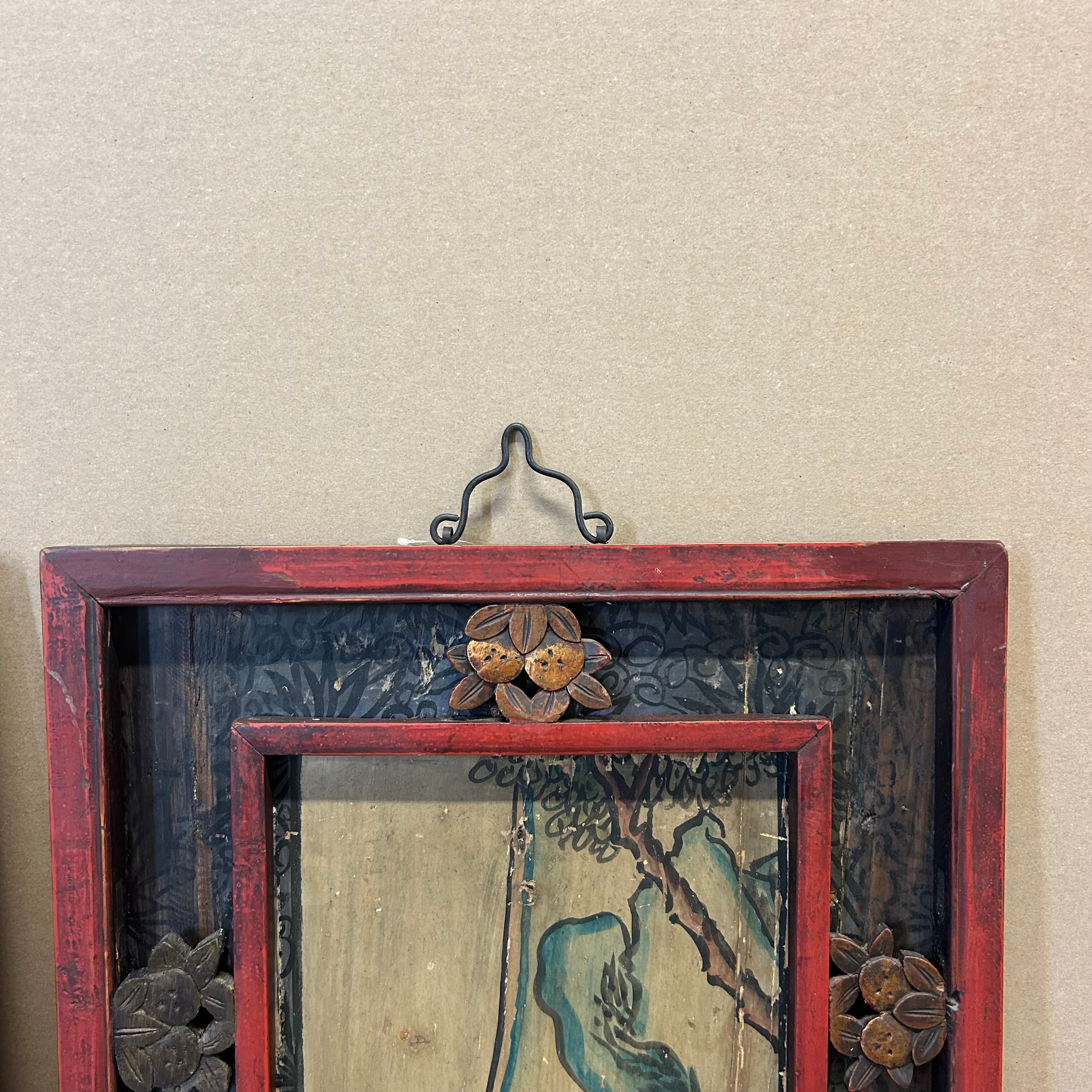 PANNELLO LIGNEO DIPINTO CON CORNICE A SBALZO