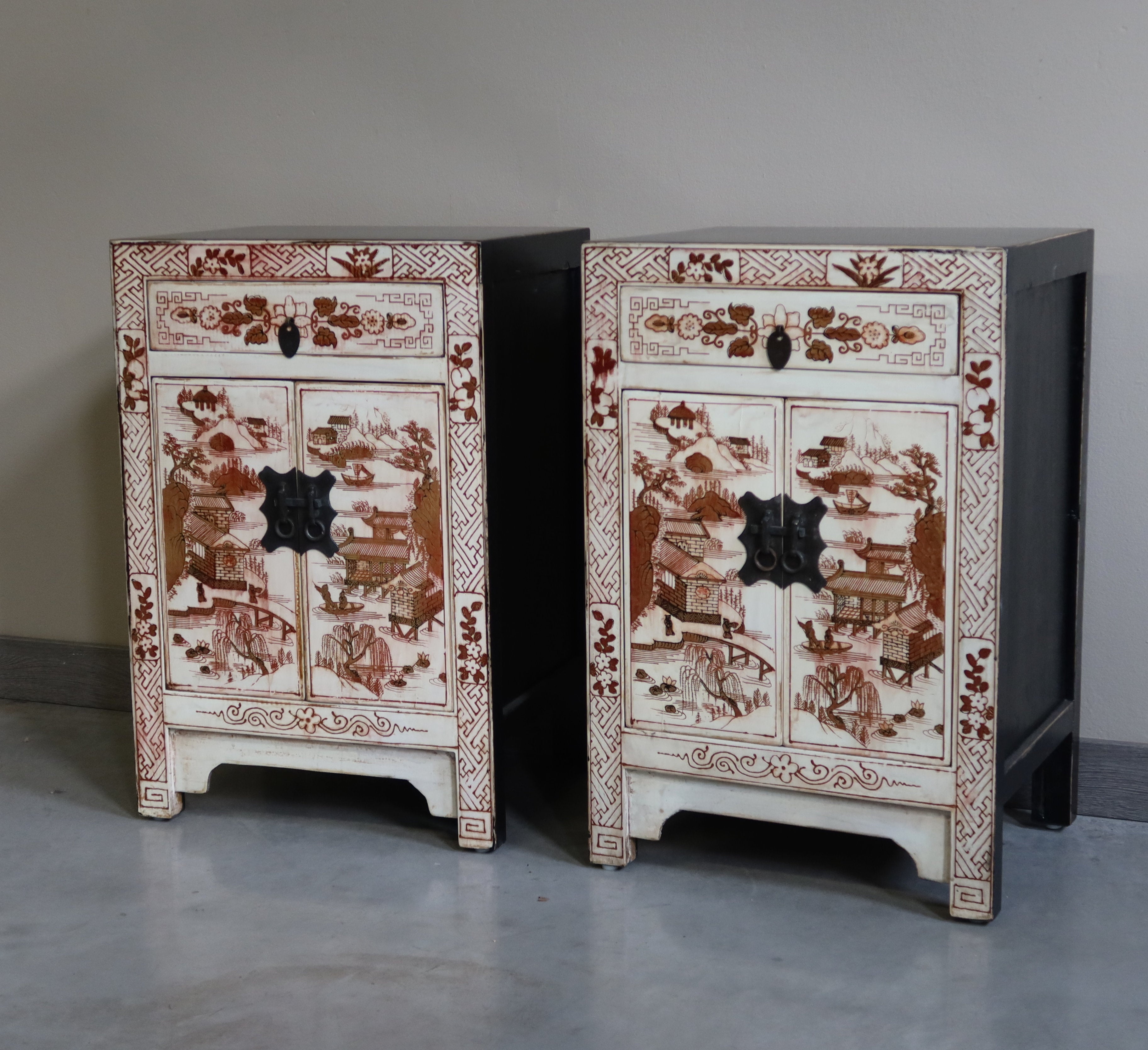 COMODINI CINESI SHANXI LACCA DECORATA
