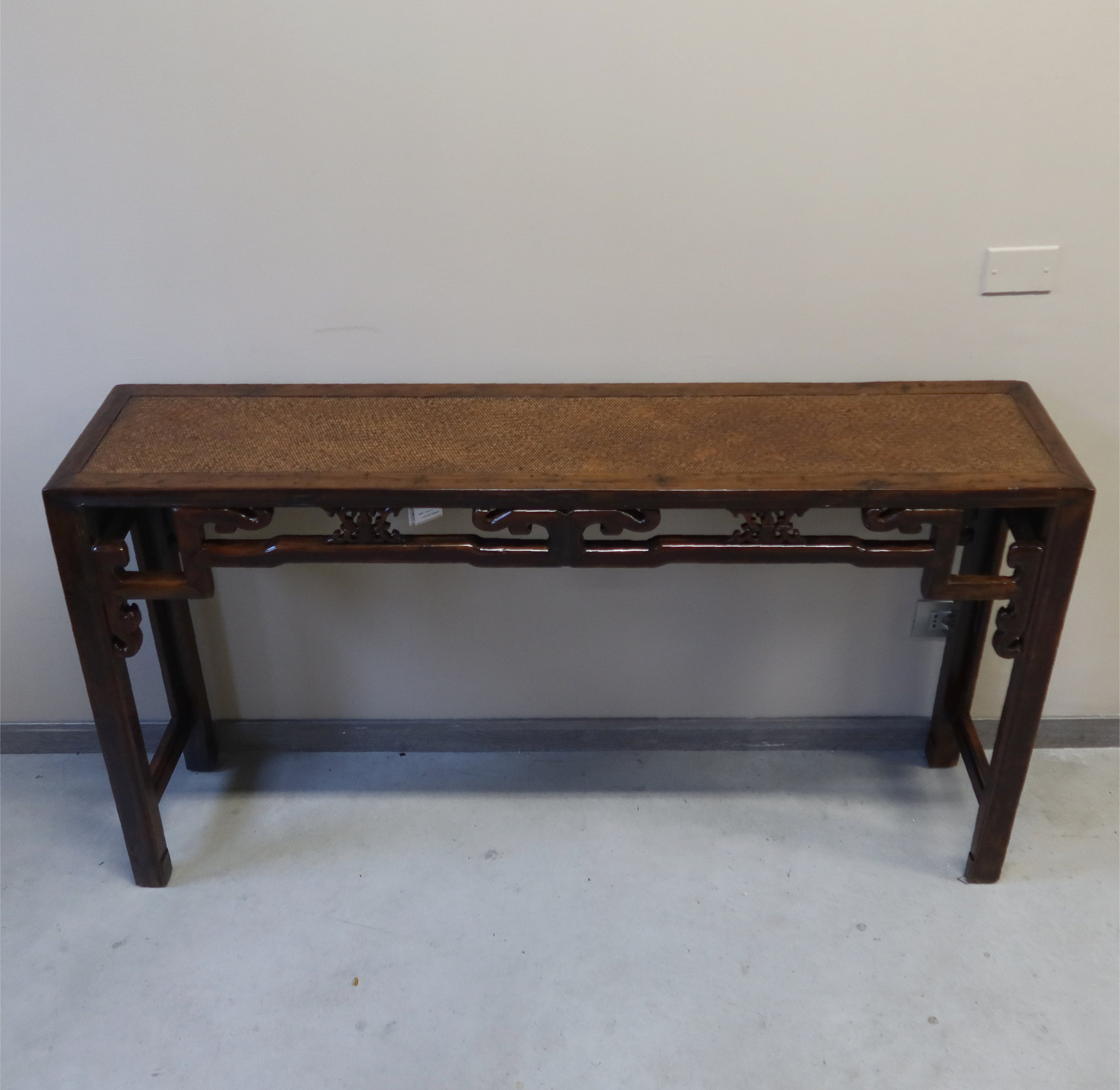 CONSOLLE OLMO CINESE E PIANO RATTAN