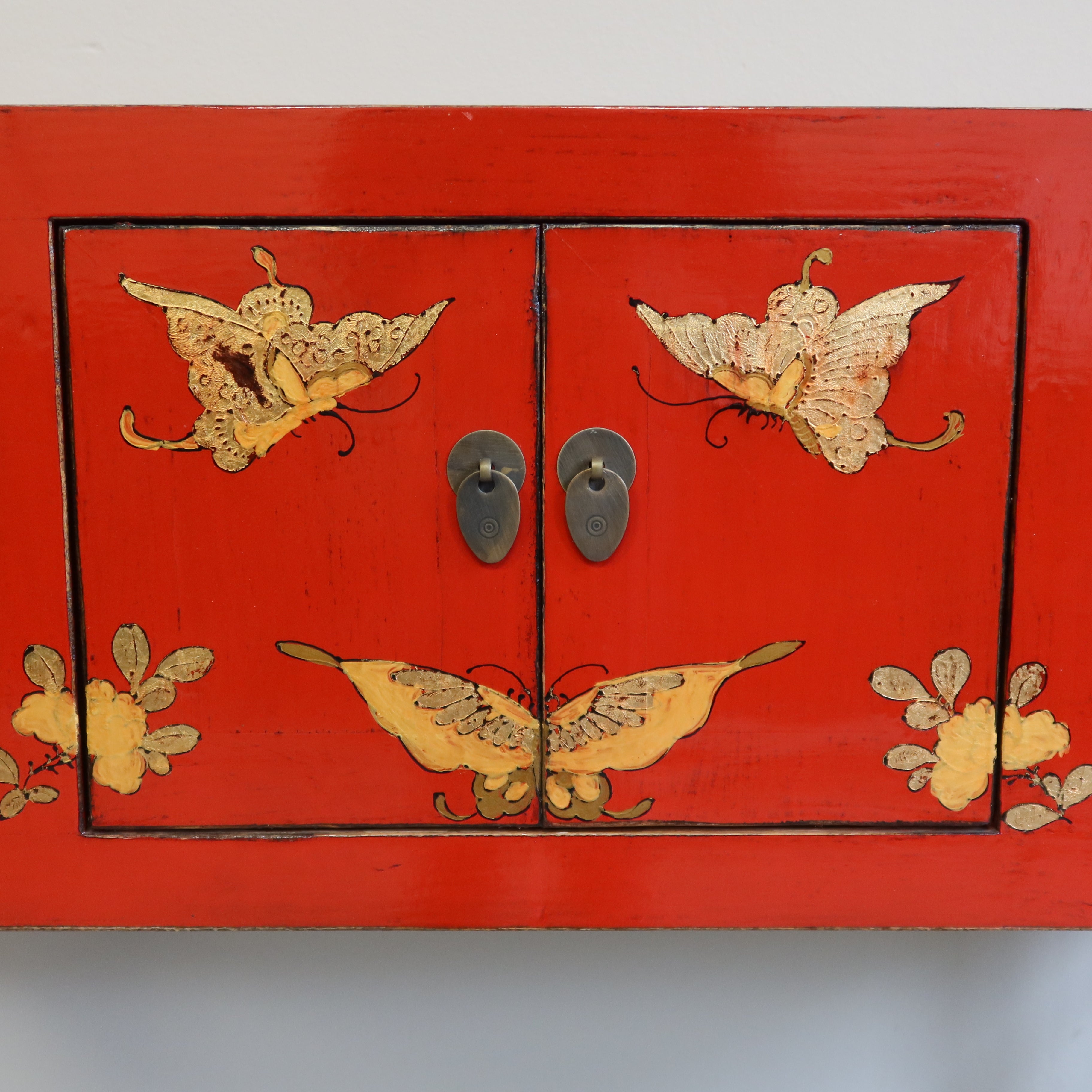 CONSOLLE SHANXI ROSSA DECORI ORO