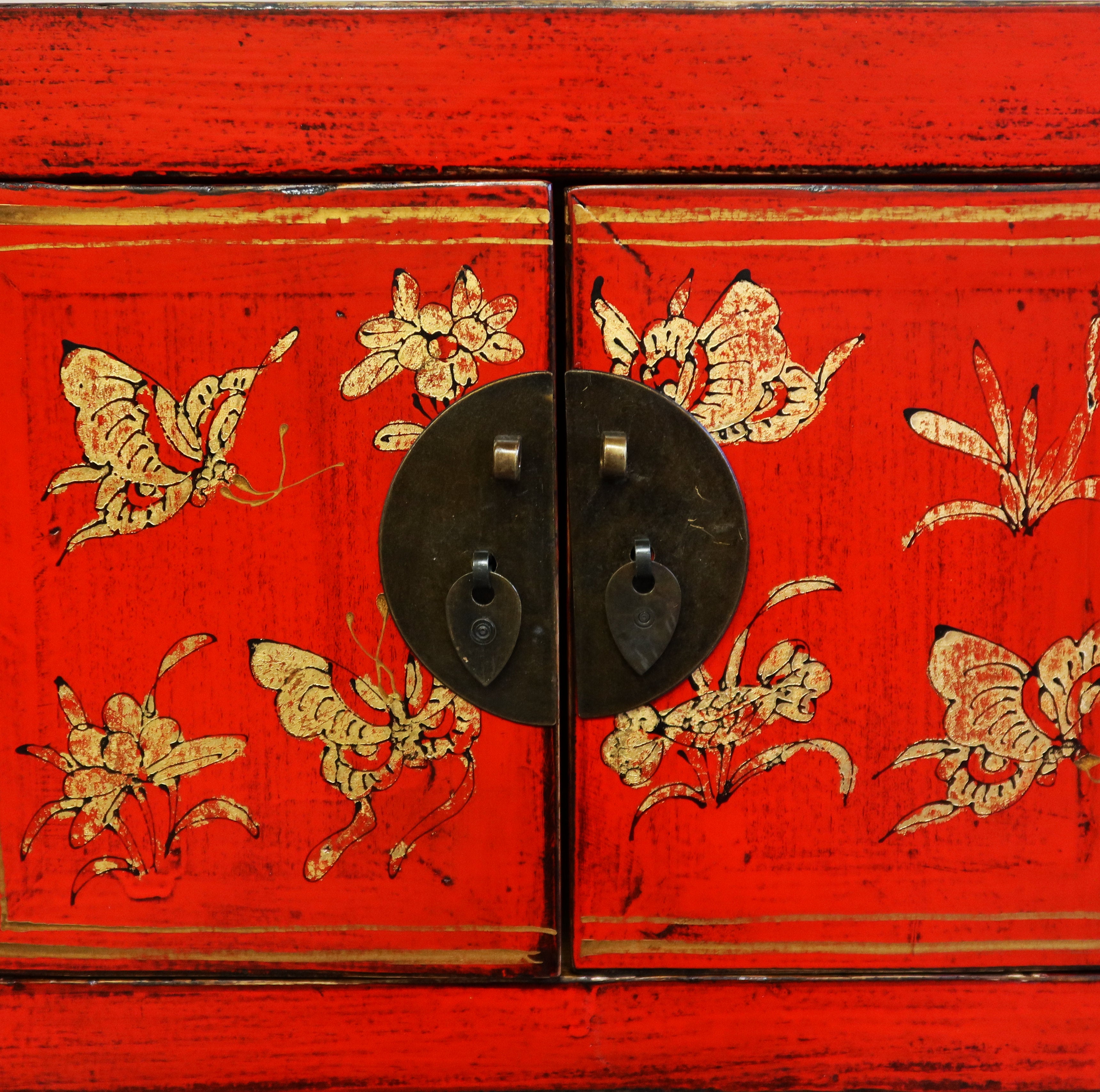 CONSOLLE SHANXI ROSSA DECORI ORO