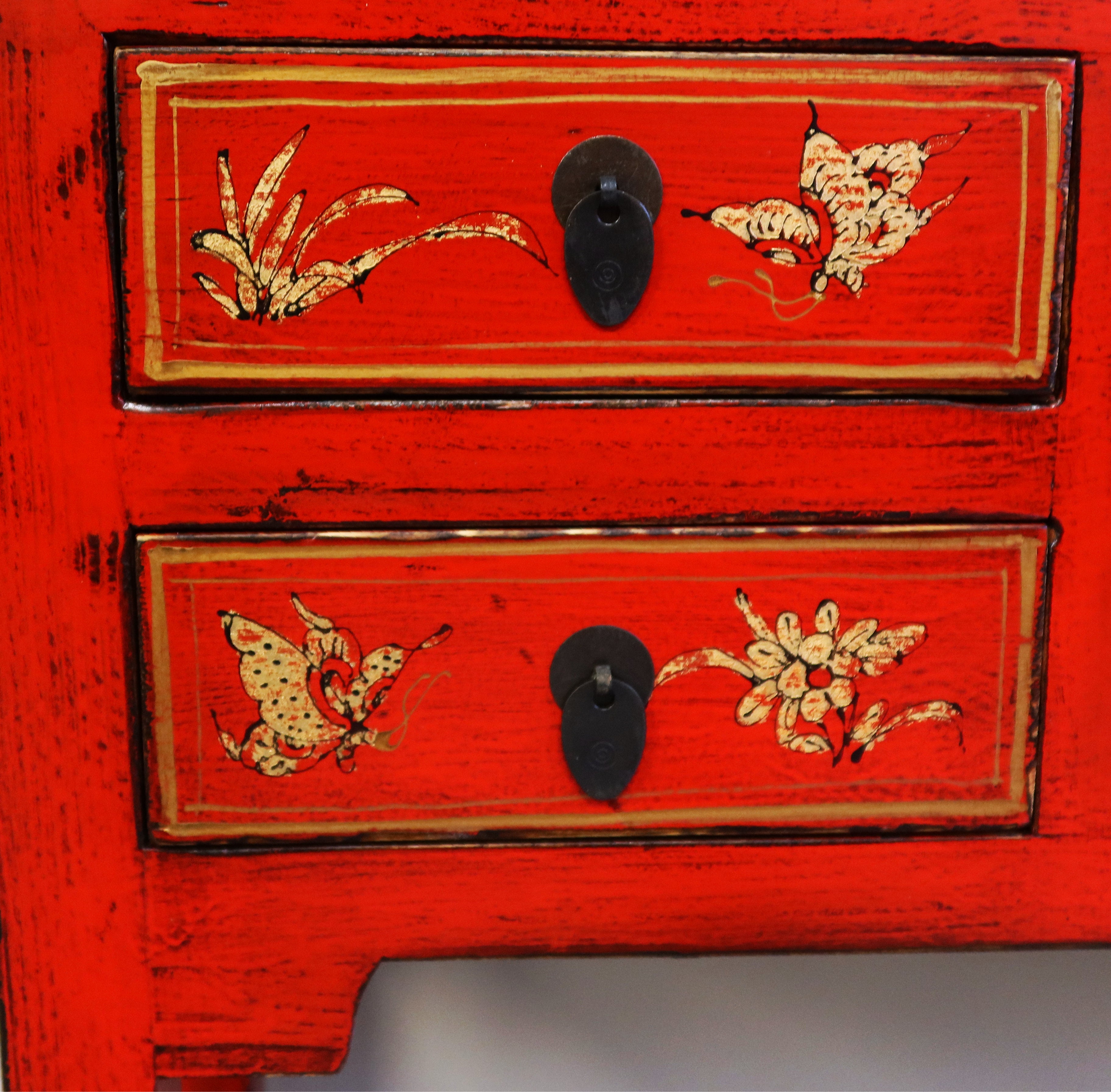 CONSOLLE SHANXI ROSSA DECORI ORO