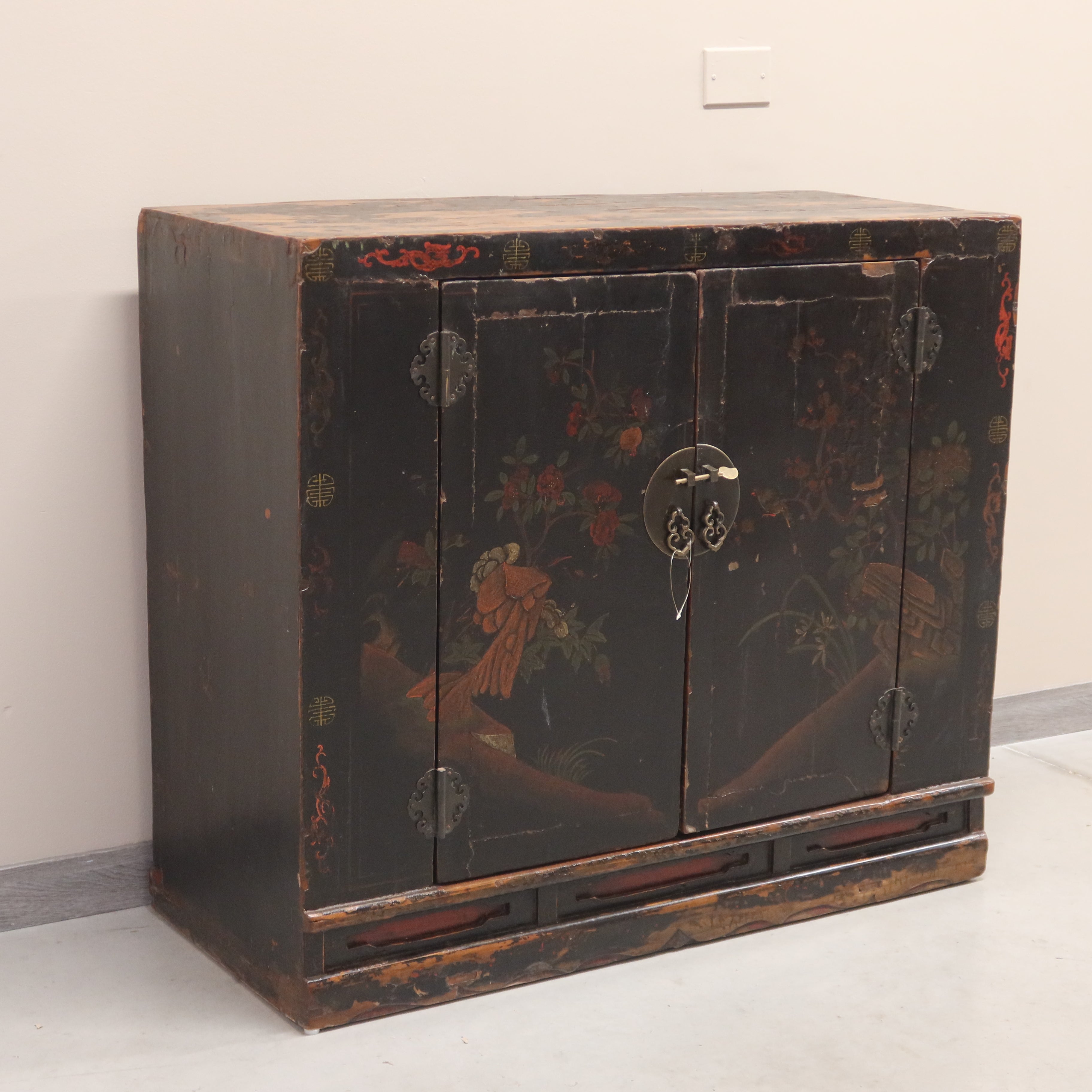 CREDENZA BOOKCASE SHANXI IN LACCA DECORATA