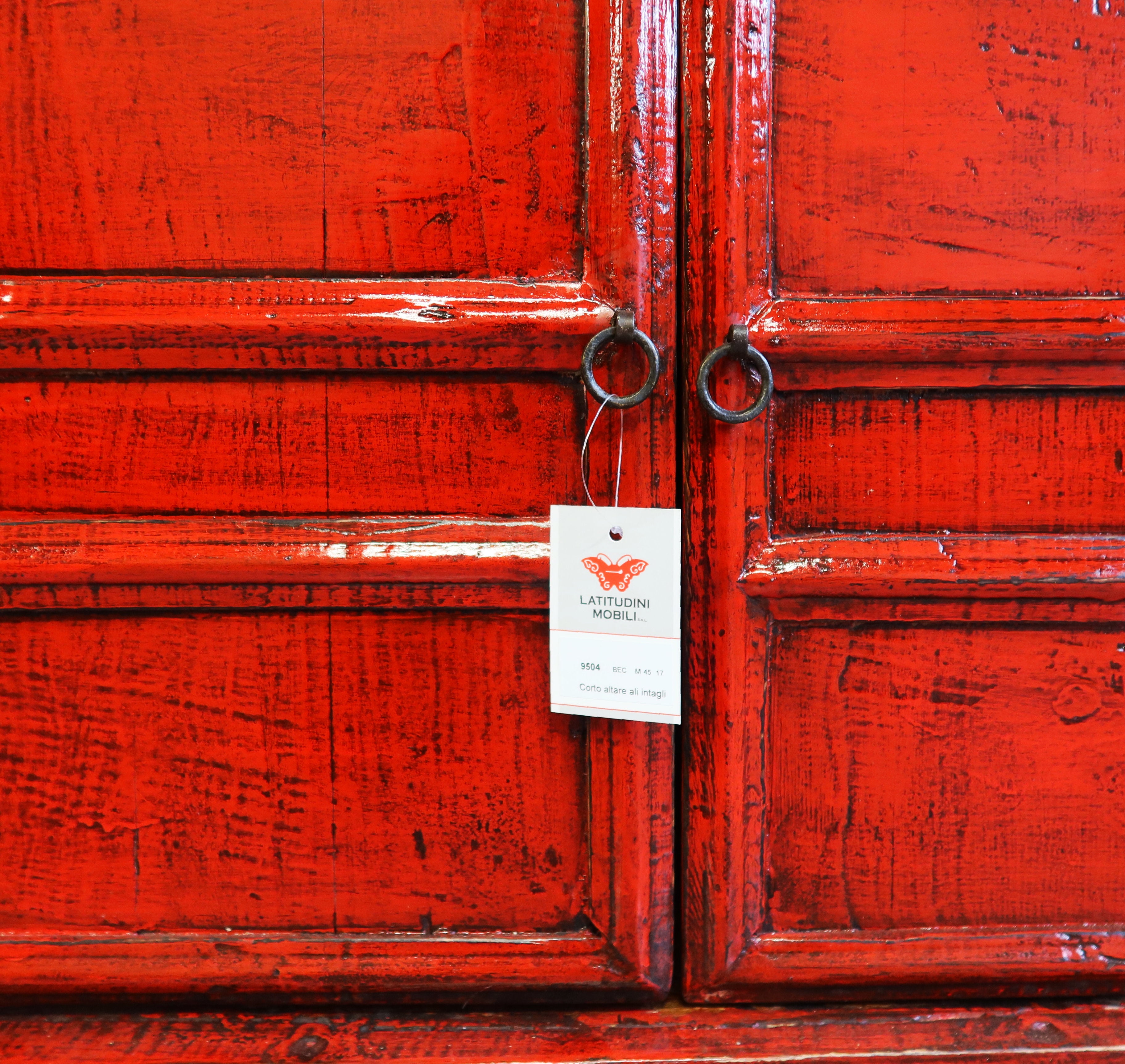 CREDENZA CINESE AD ALTARE LACCA ROSSA