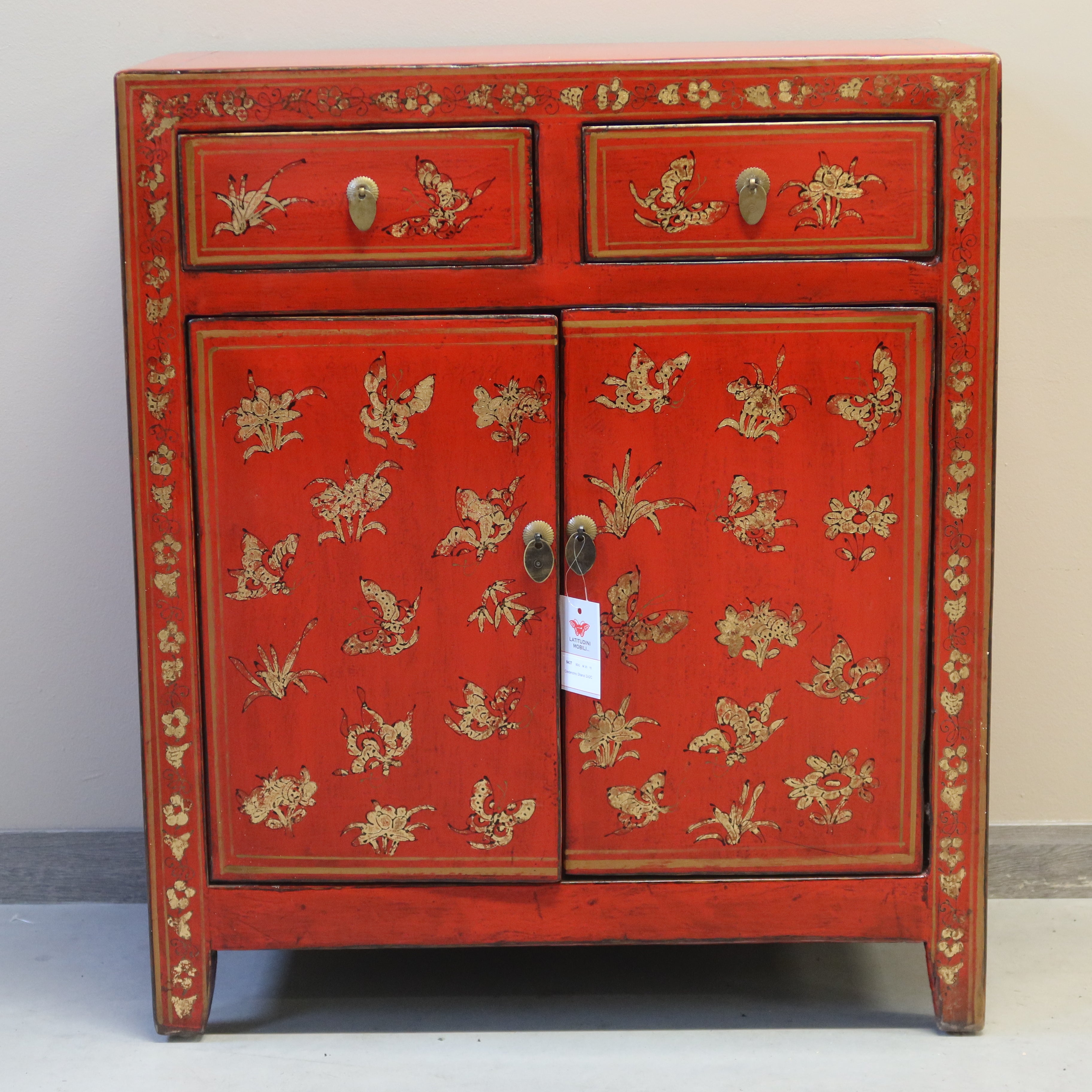 CREDENZINA SHANXI ROSSA DECORATA
