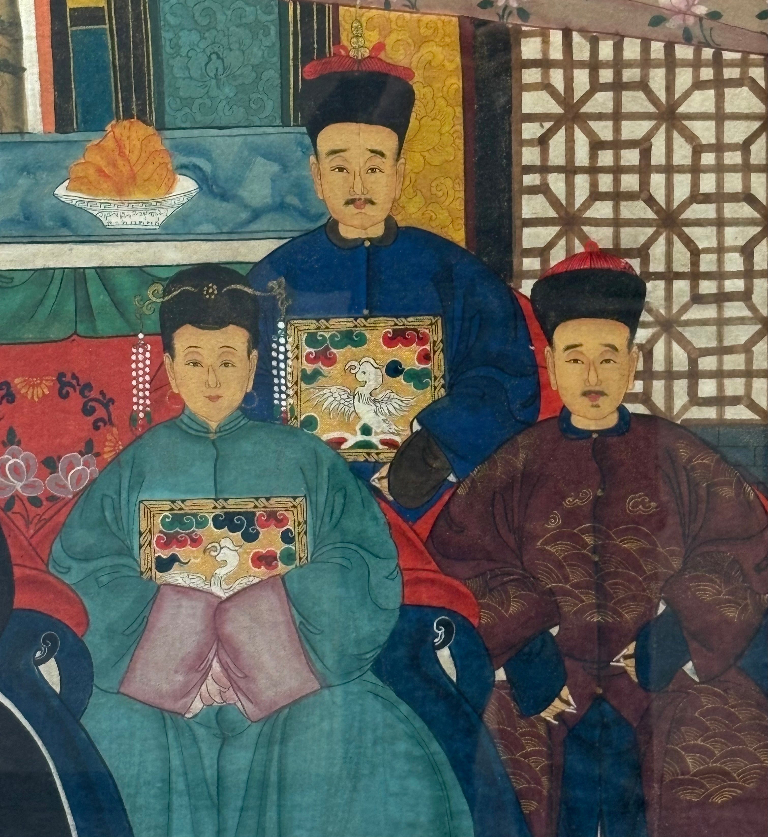 DIPINTO SU TELA "FAMIGLIA IMPERIALE" CINESE