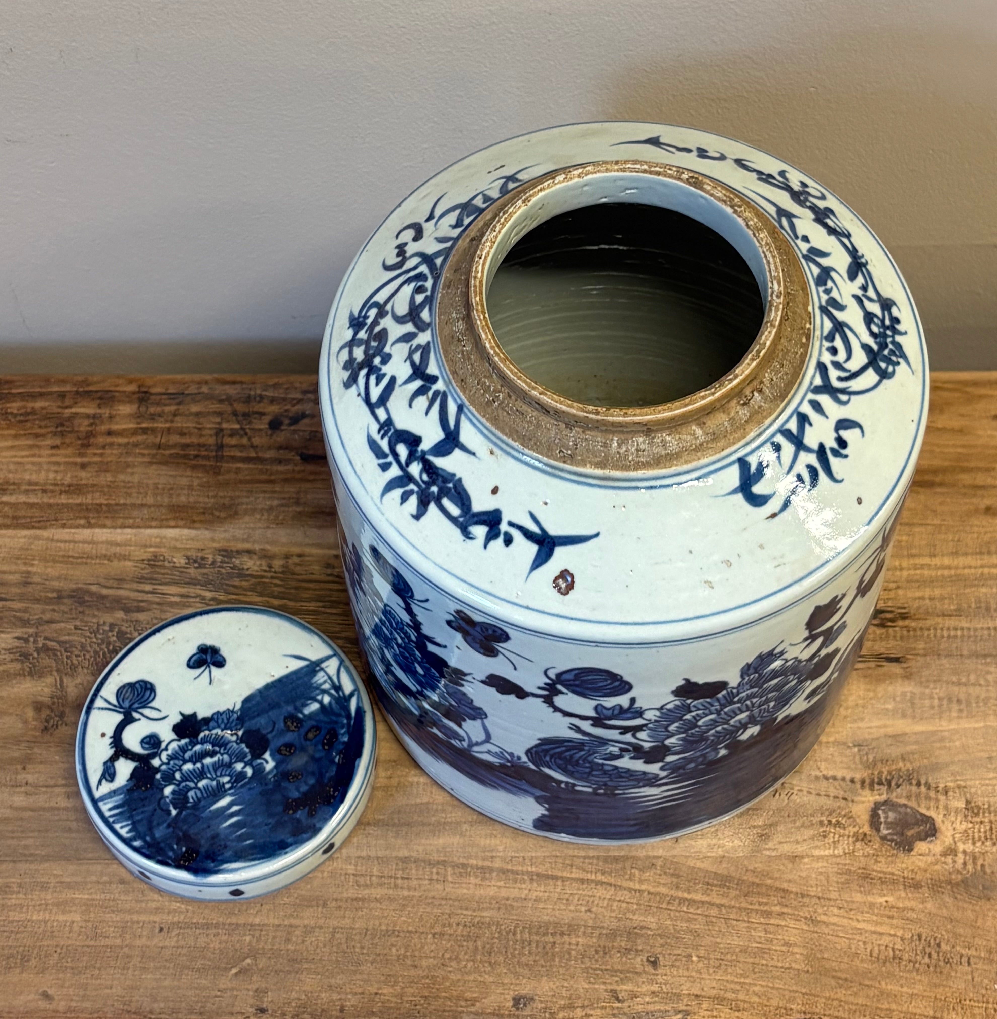 VASO CINESE CILINDRICO IN CERAMICA DECORATA