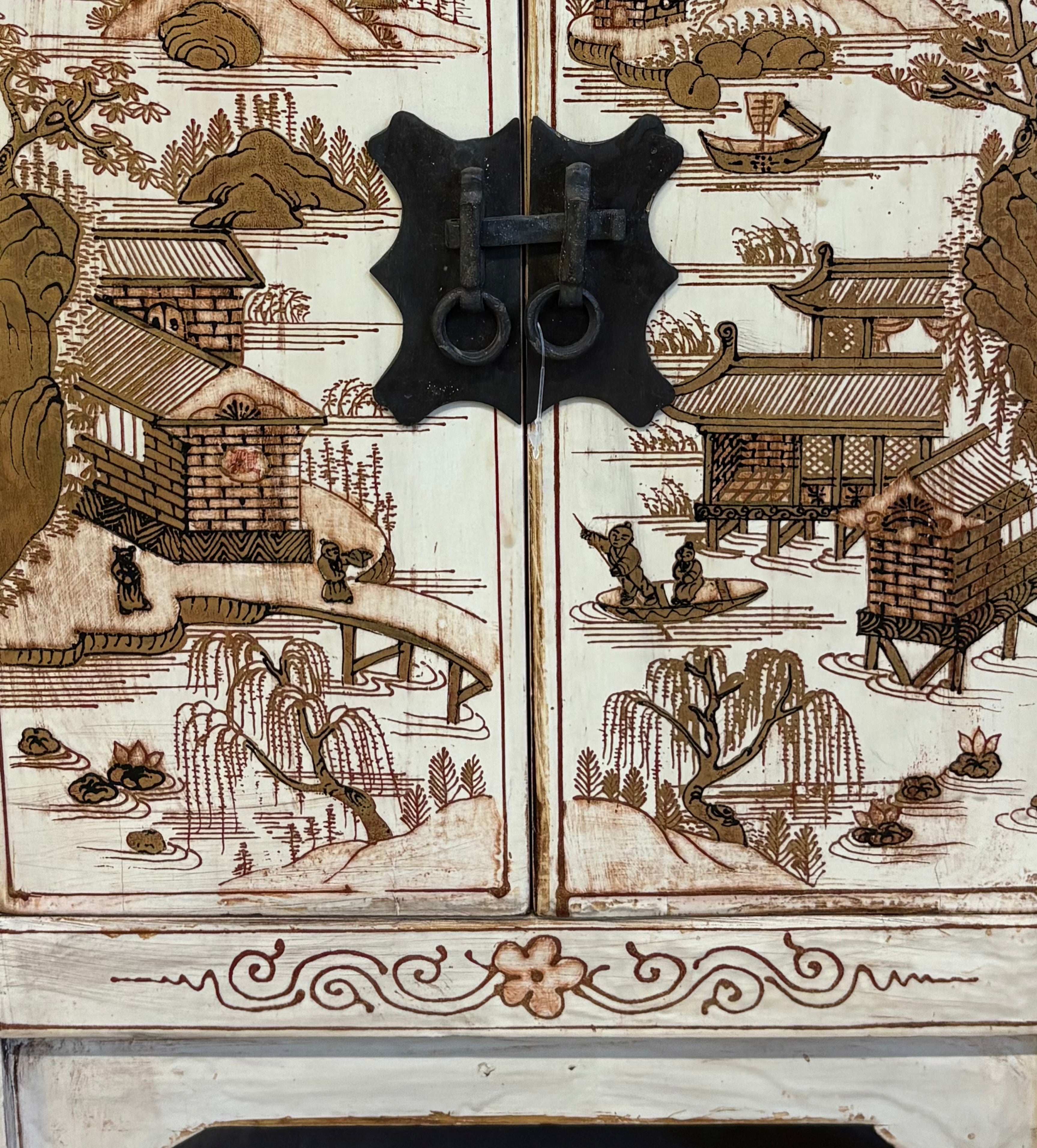 COMODINI CINESI SHANXI LACCA DECORATA