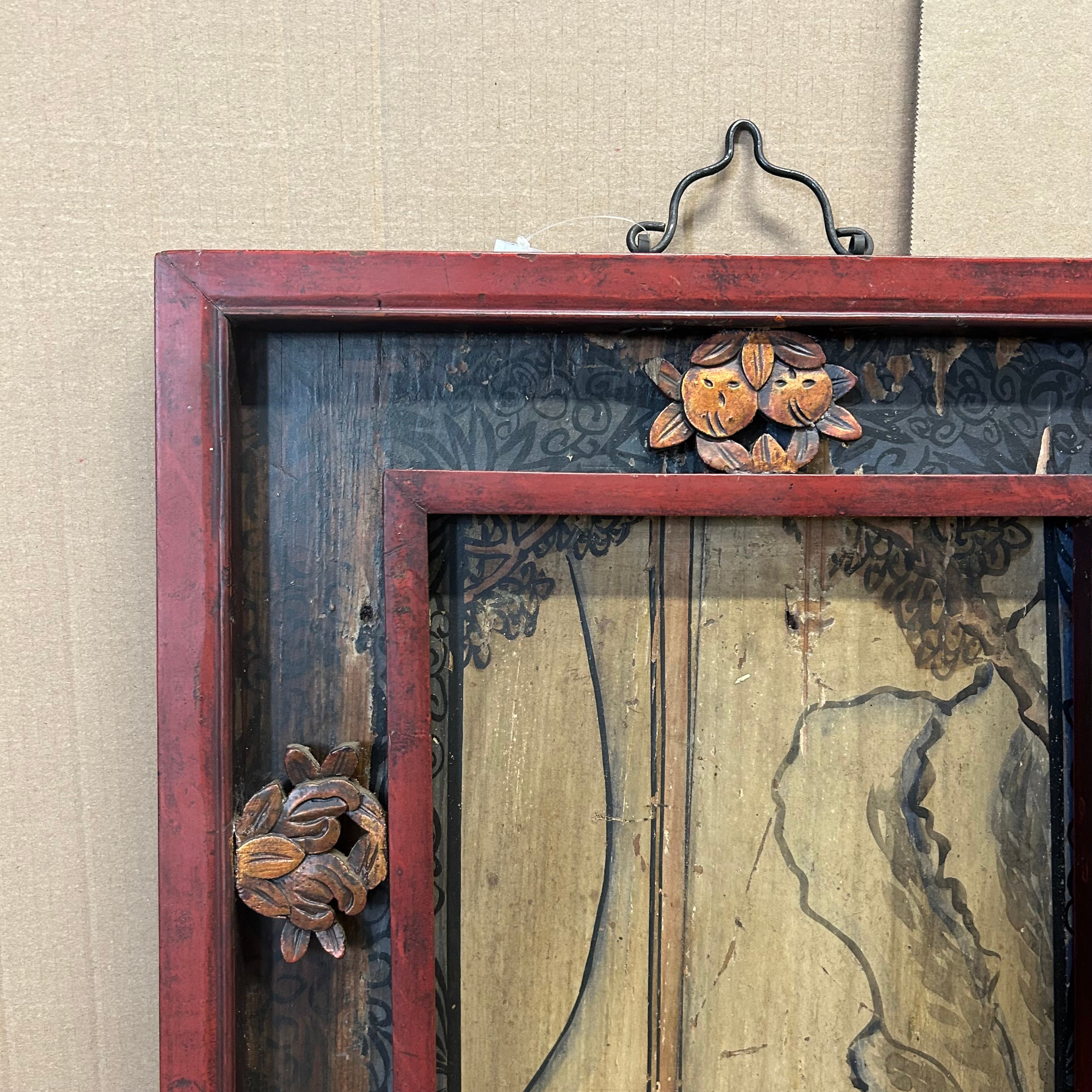 PANNELLO LIGNEO DIPINTO CON CORNICE A SBALZO