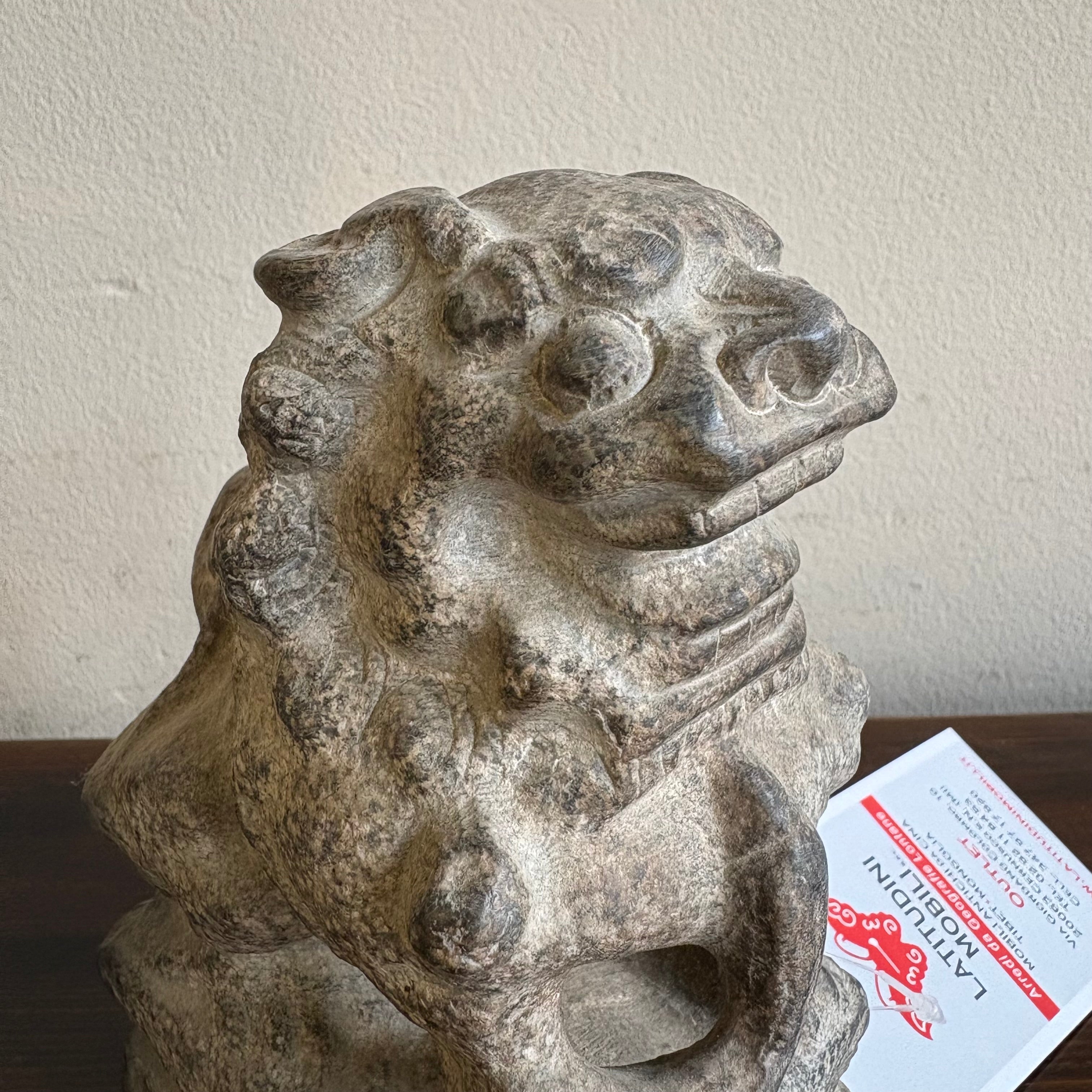 COPPIA LEONCANI PICCOLI IN PIETRA