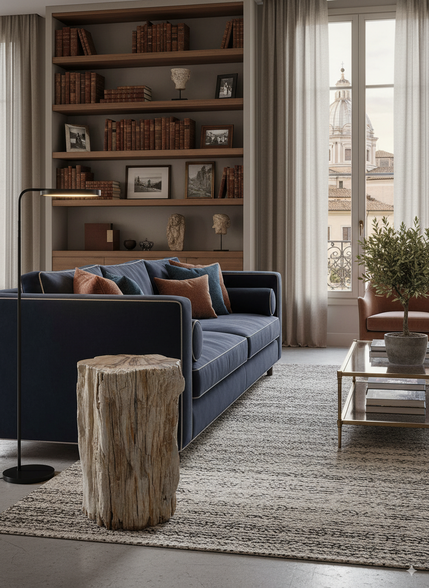 Tavolino tronco in legno pietrificato - 55001