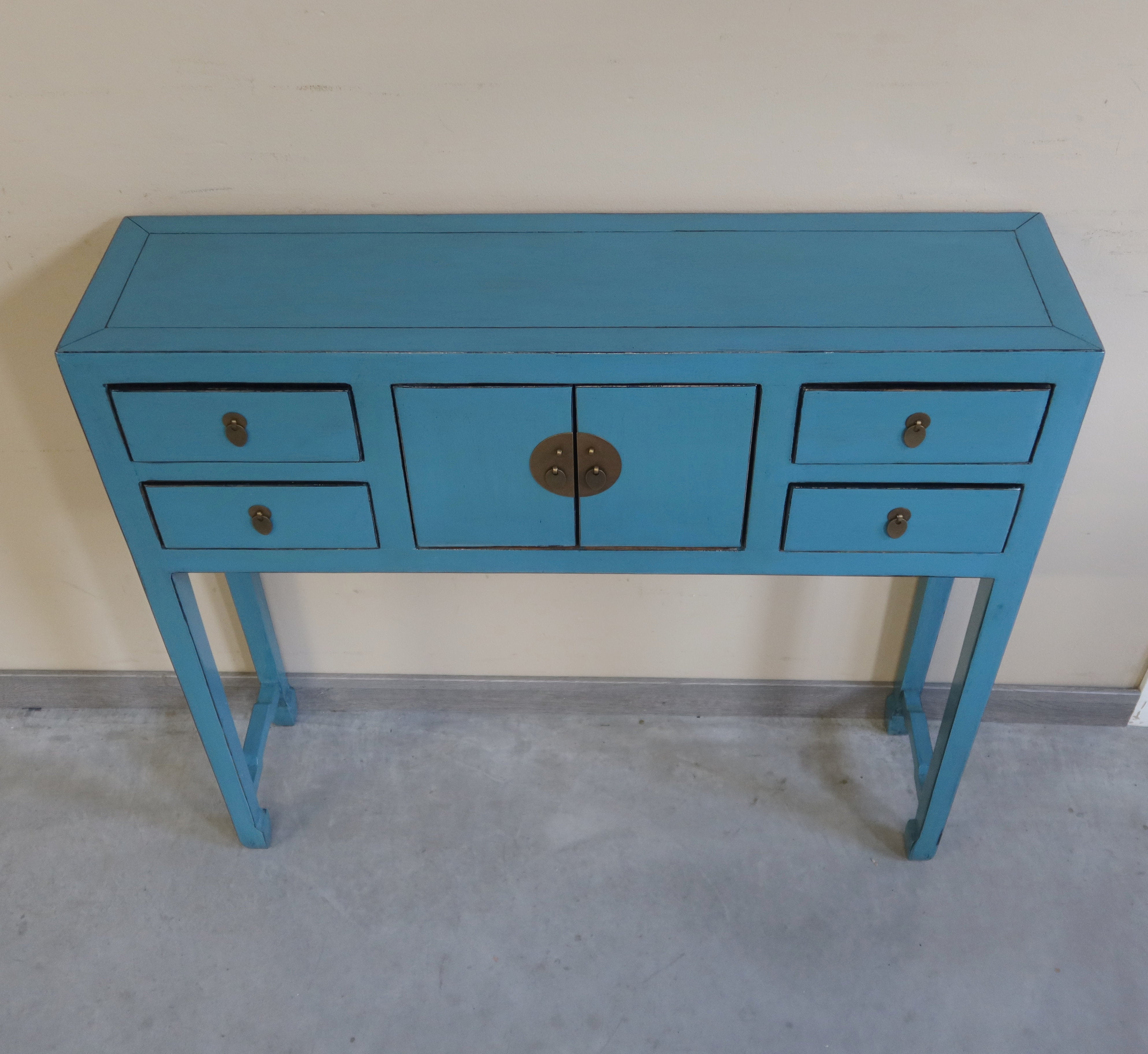 CONSOLLE CINESE LACCA AZZURRA