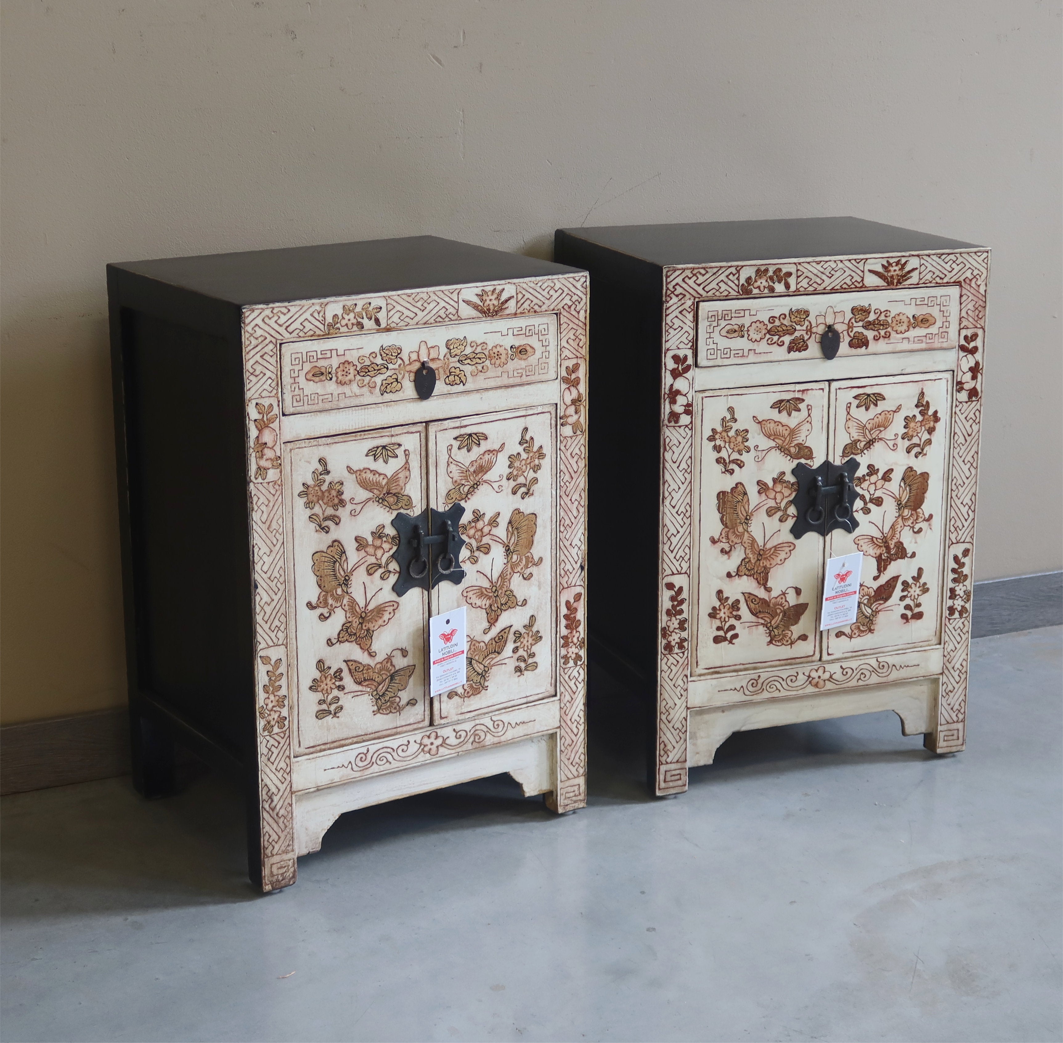 COMODINI CINESI SHANXI LACCA DECORATA