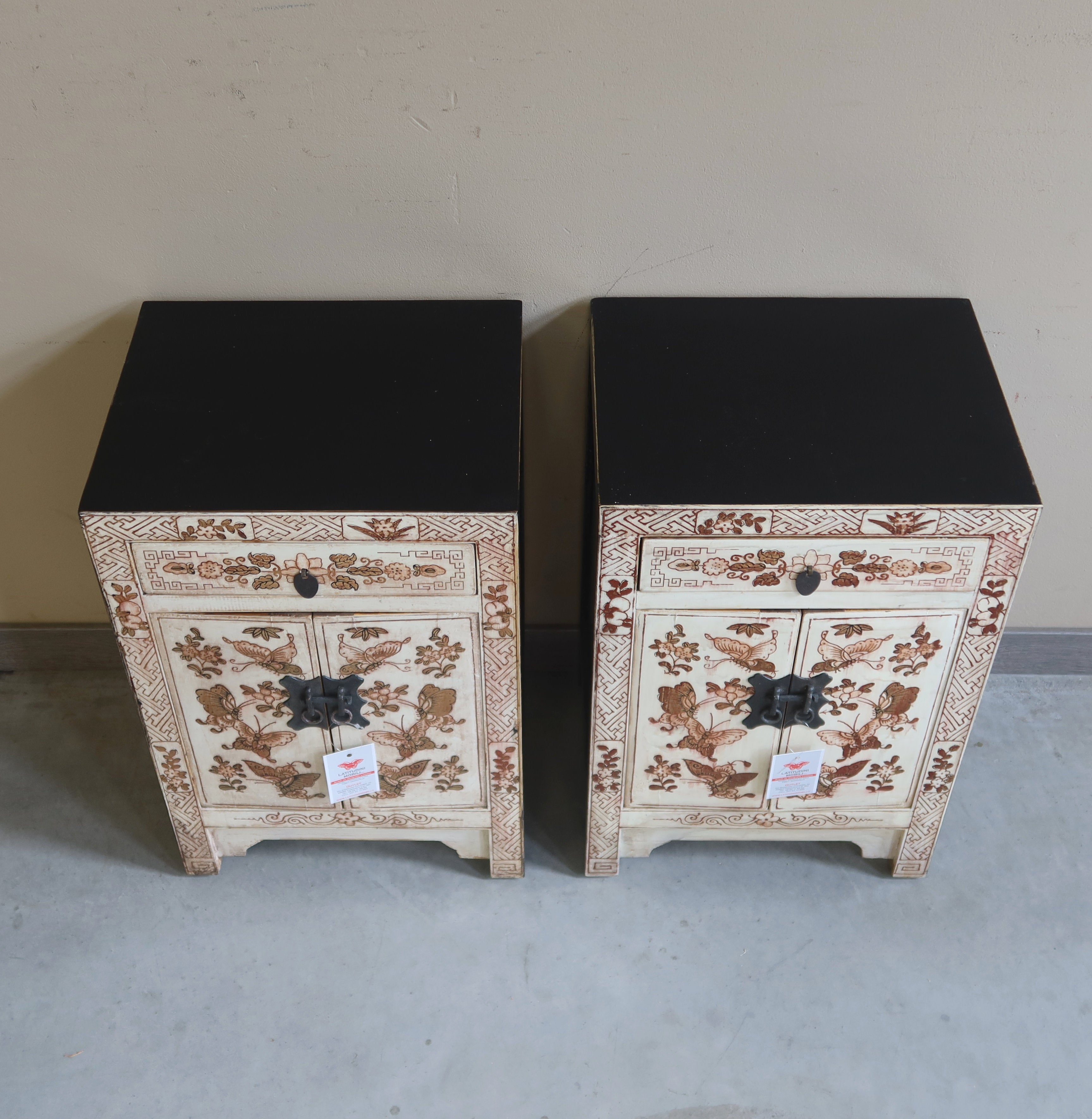 COMODINI CINESI SHANXI LACCA DECORATA