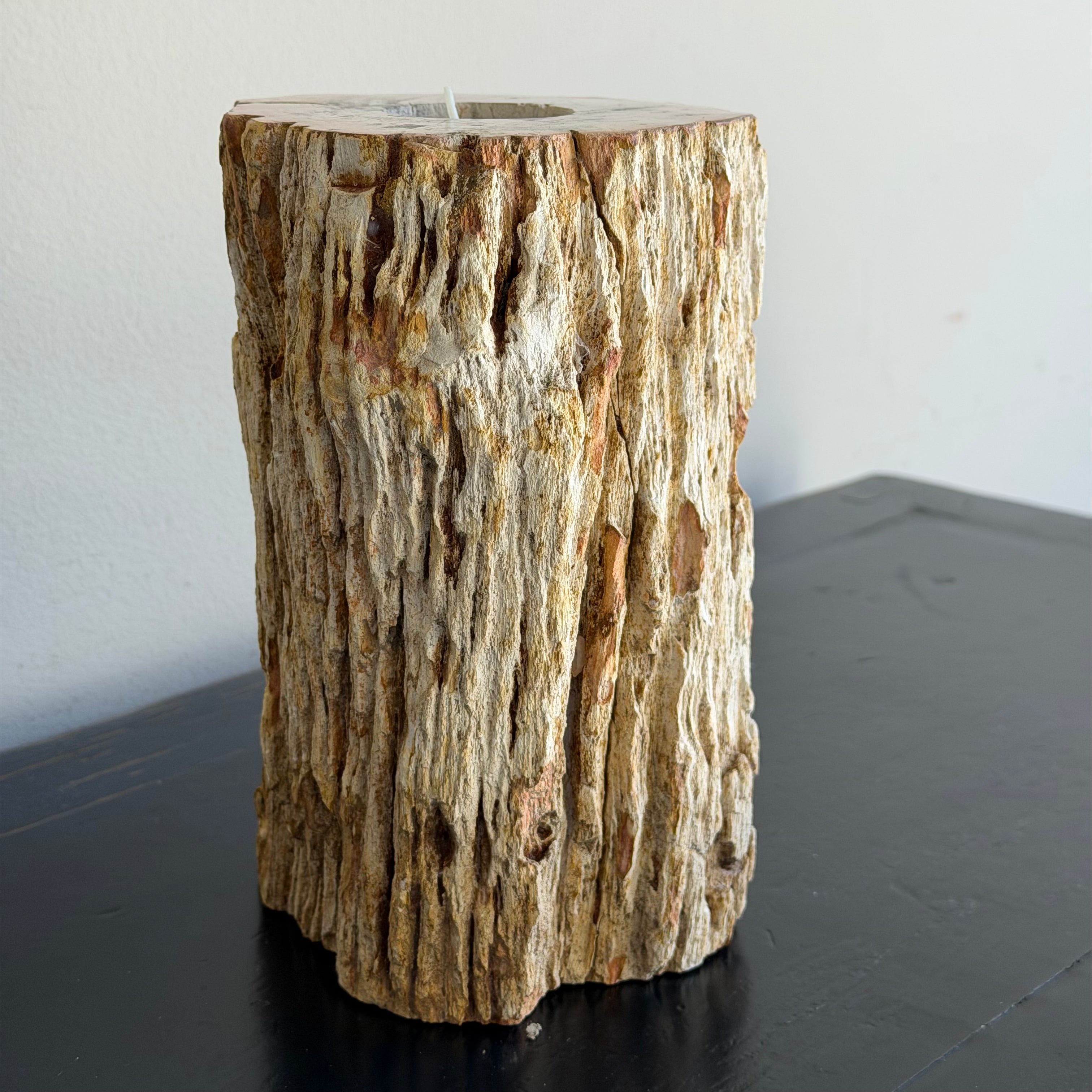 Portacandele in legno pietrificato - 61312 B