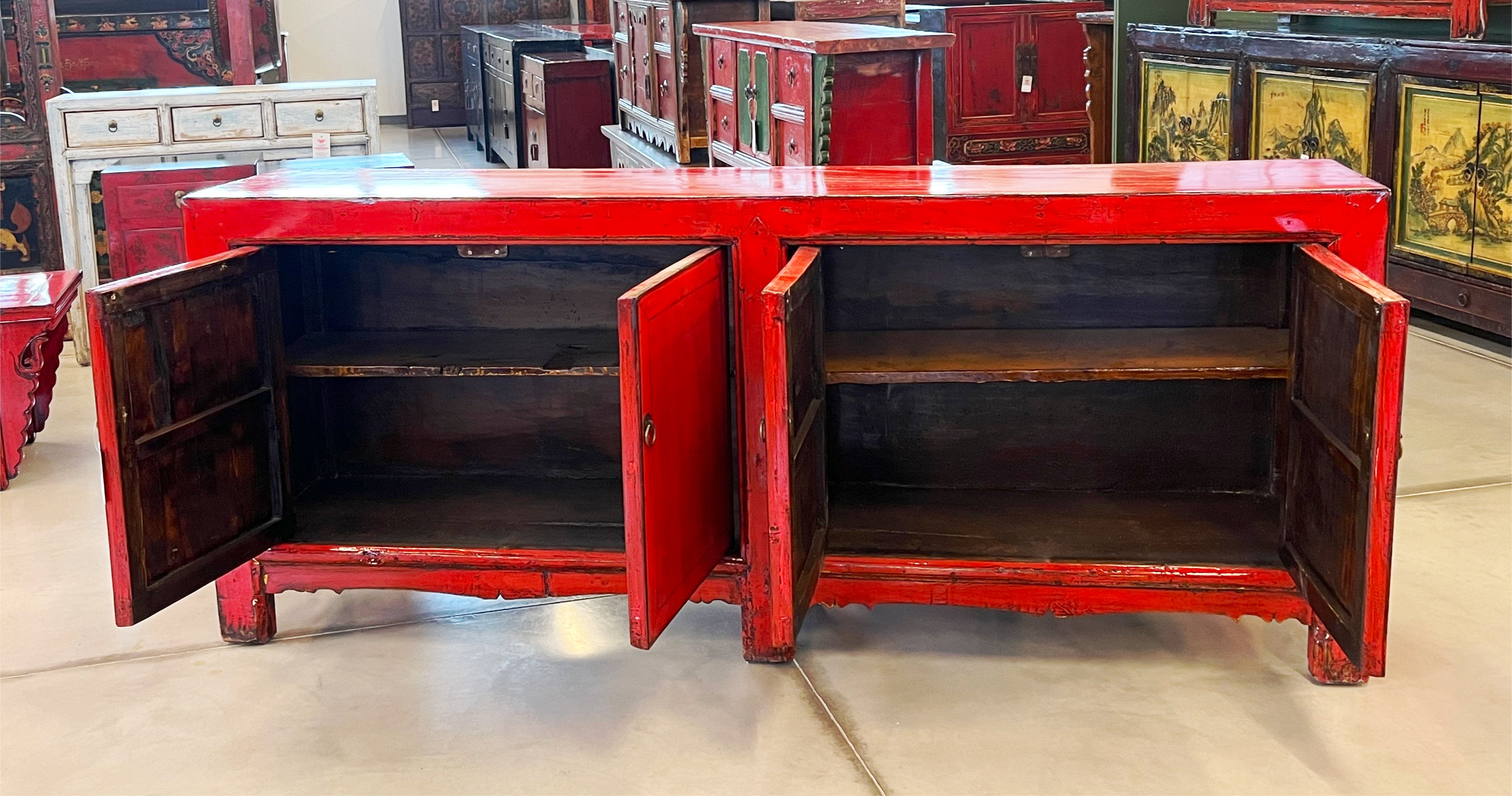 CREDENZA MONGOLIA LACCA ROSSA 4 ANTE