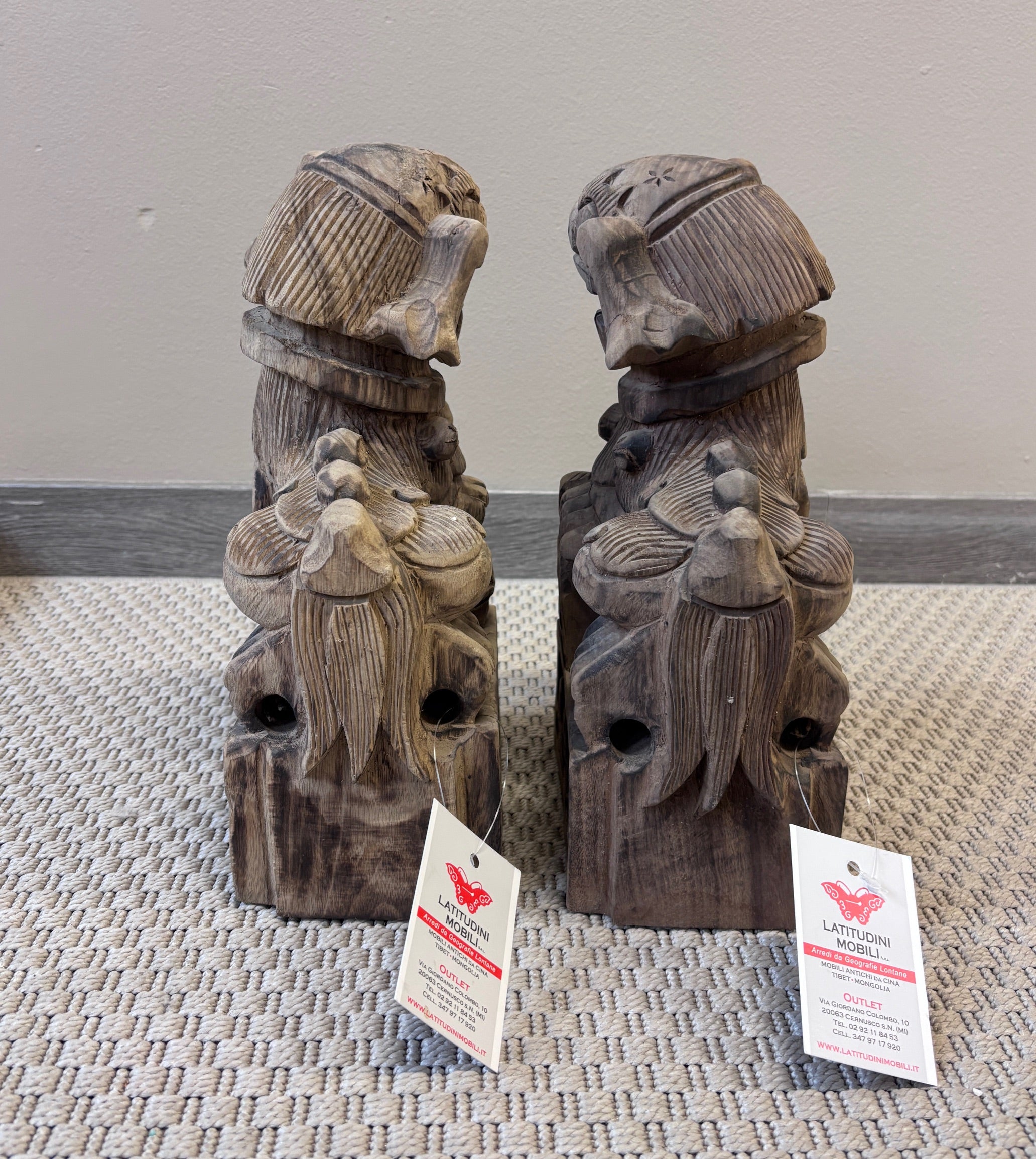 COPPIA DI STATUETTE IN CANFORA "LEONCANI" GUARDIANI