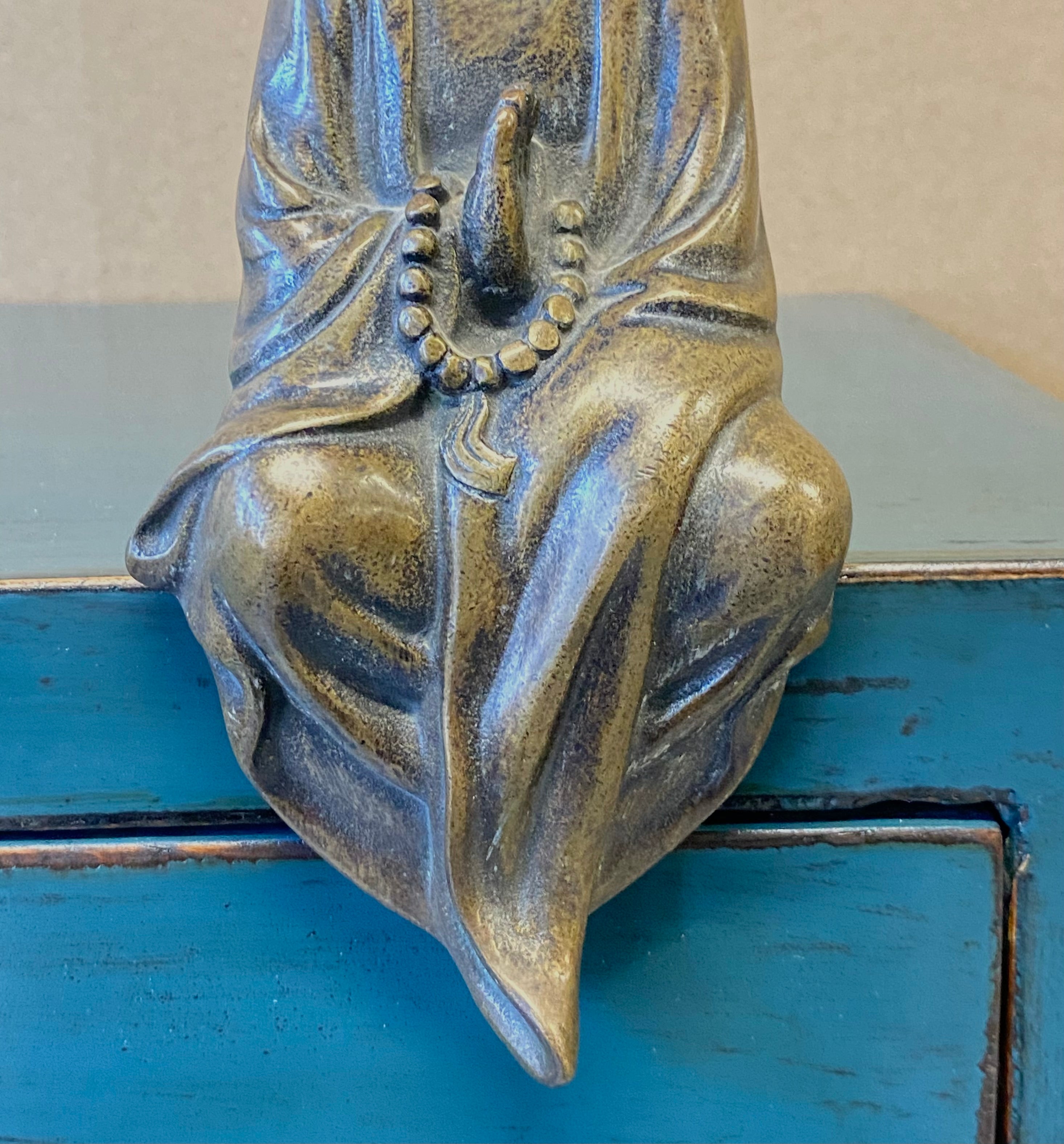 STATUETTA MONACO SEDUTO IN OTTONE