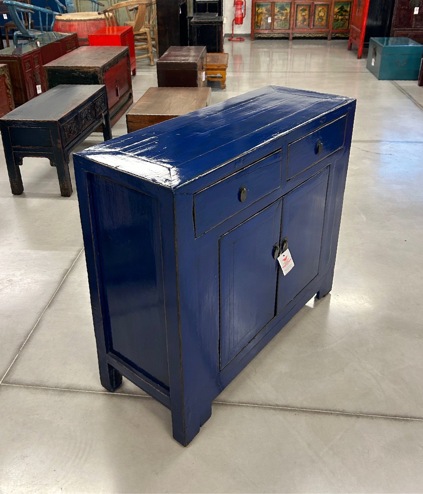 CREDENZA CINESE IN LACCA BLU
