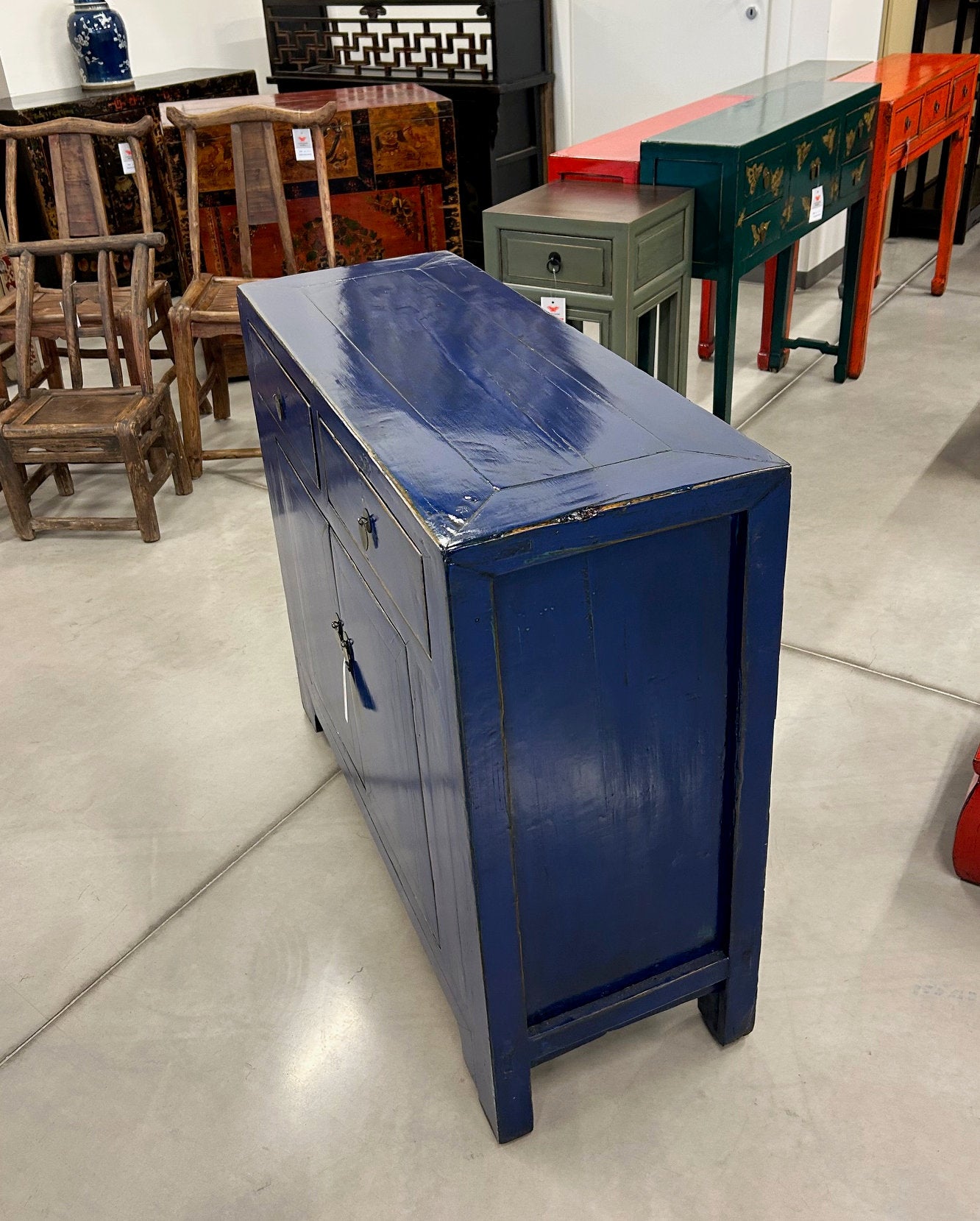 CREDENZA CINESE IN LACCA BLU