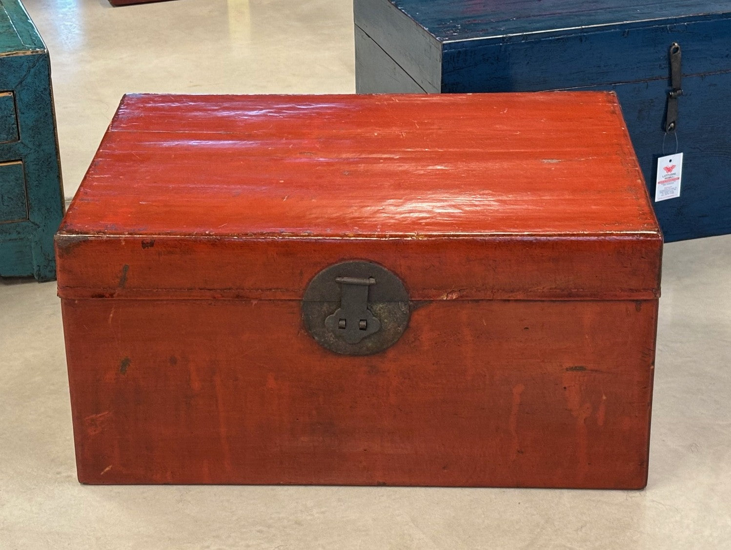 BAULE IN CUOIO ROSSO MATTONE