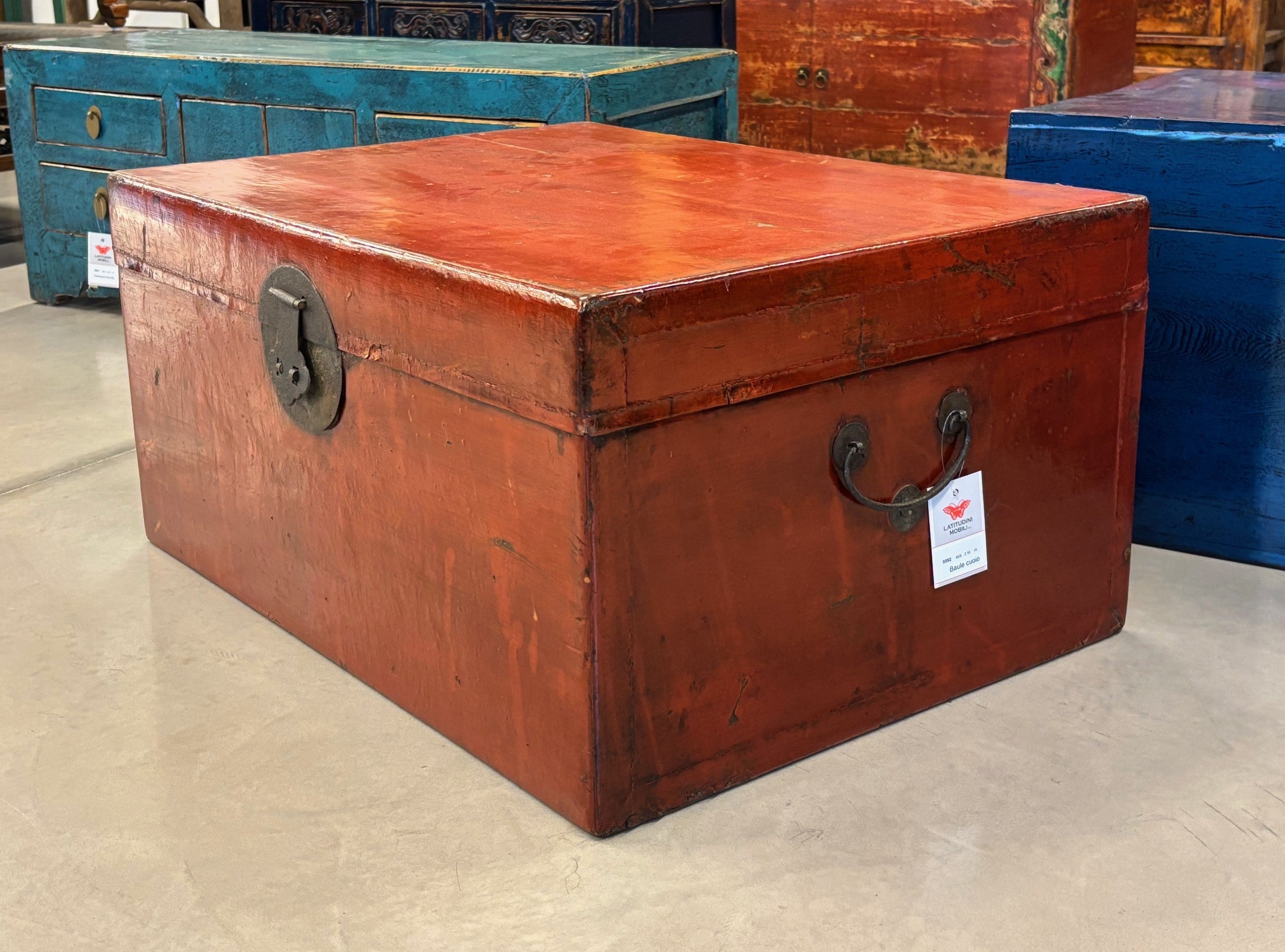 BAULE IN CUOIO ROSSO MATTONE