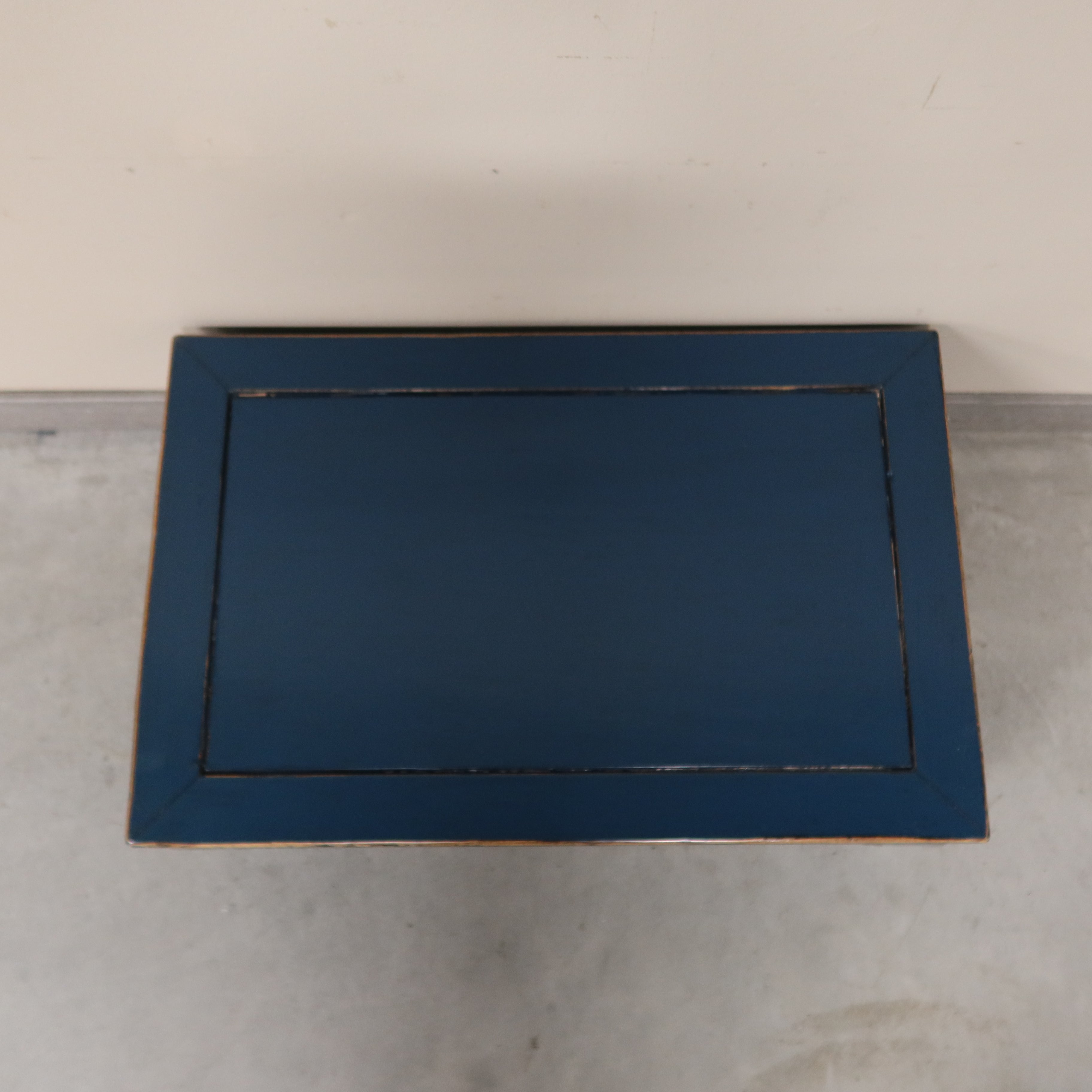 TAVOLINO CINESE LACCA BLU GAMBE ARCUATE
