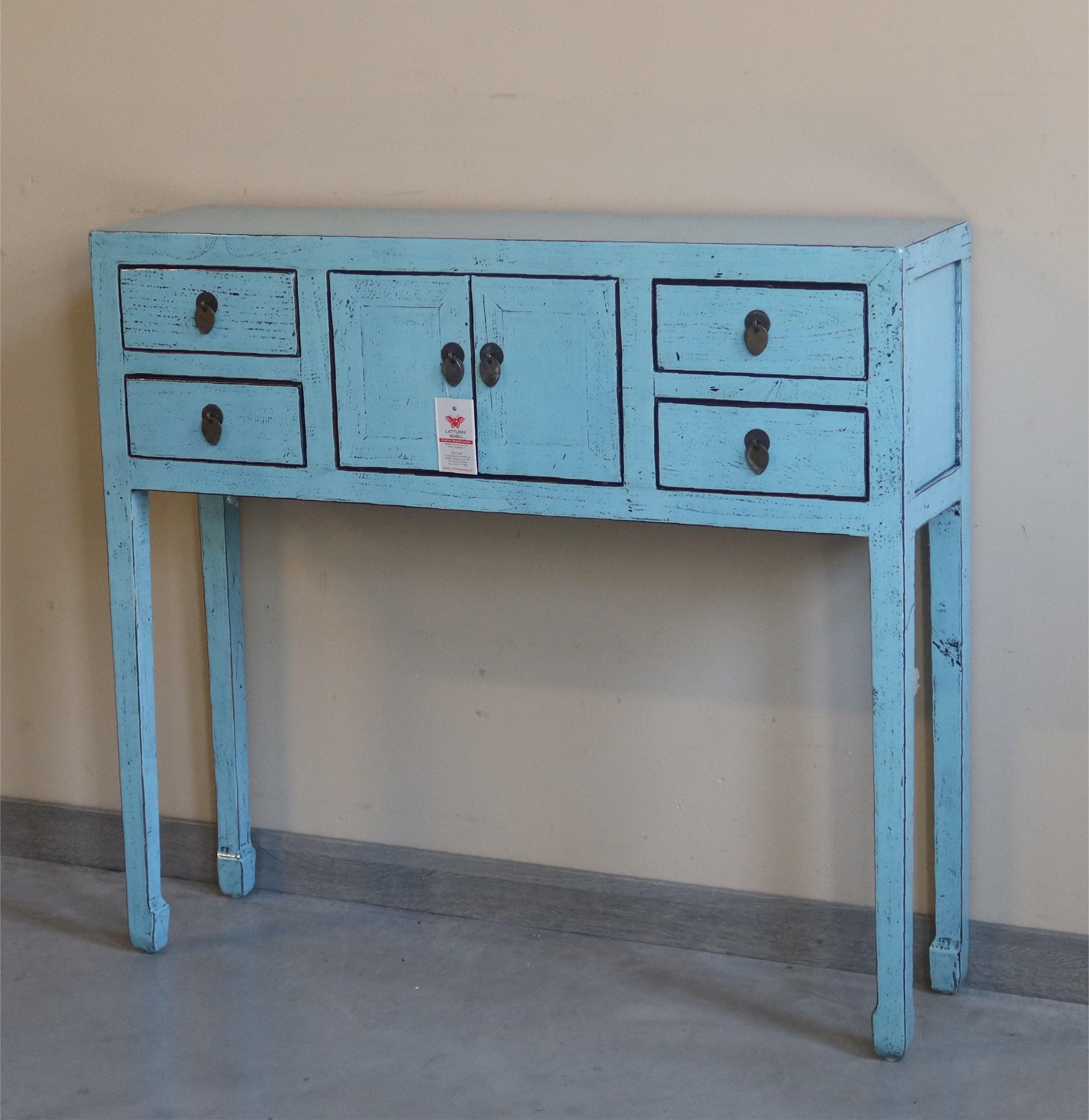 CONSOLLE CINESE LACCA AZZURRA