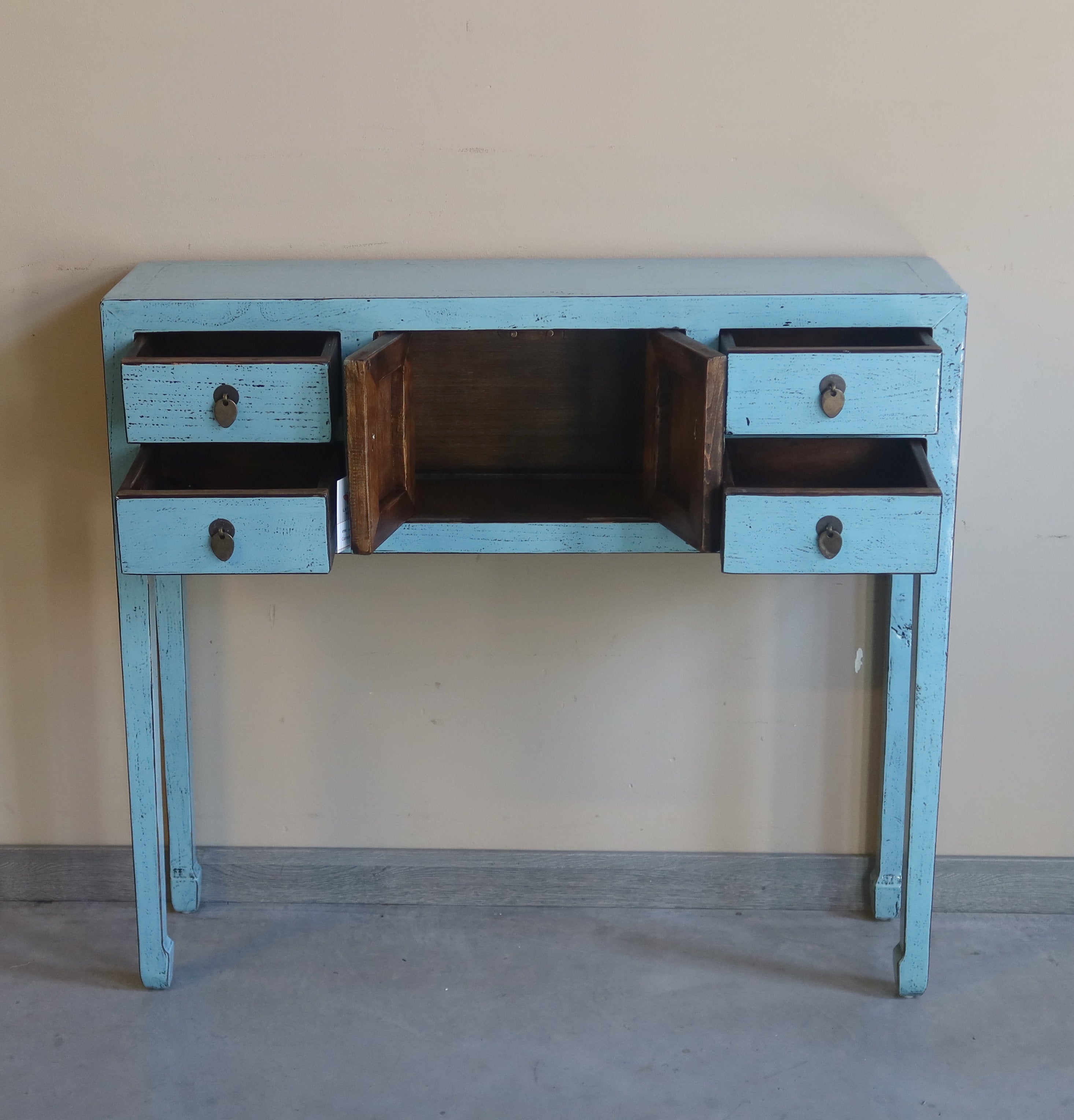 CONSOLLE CINESE LACCA AZZURRA