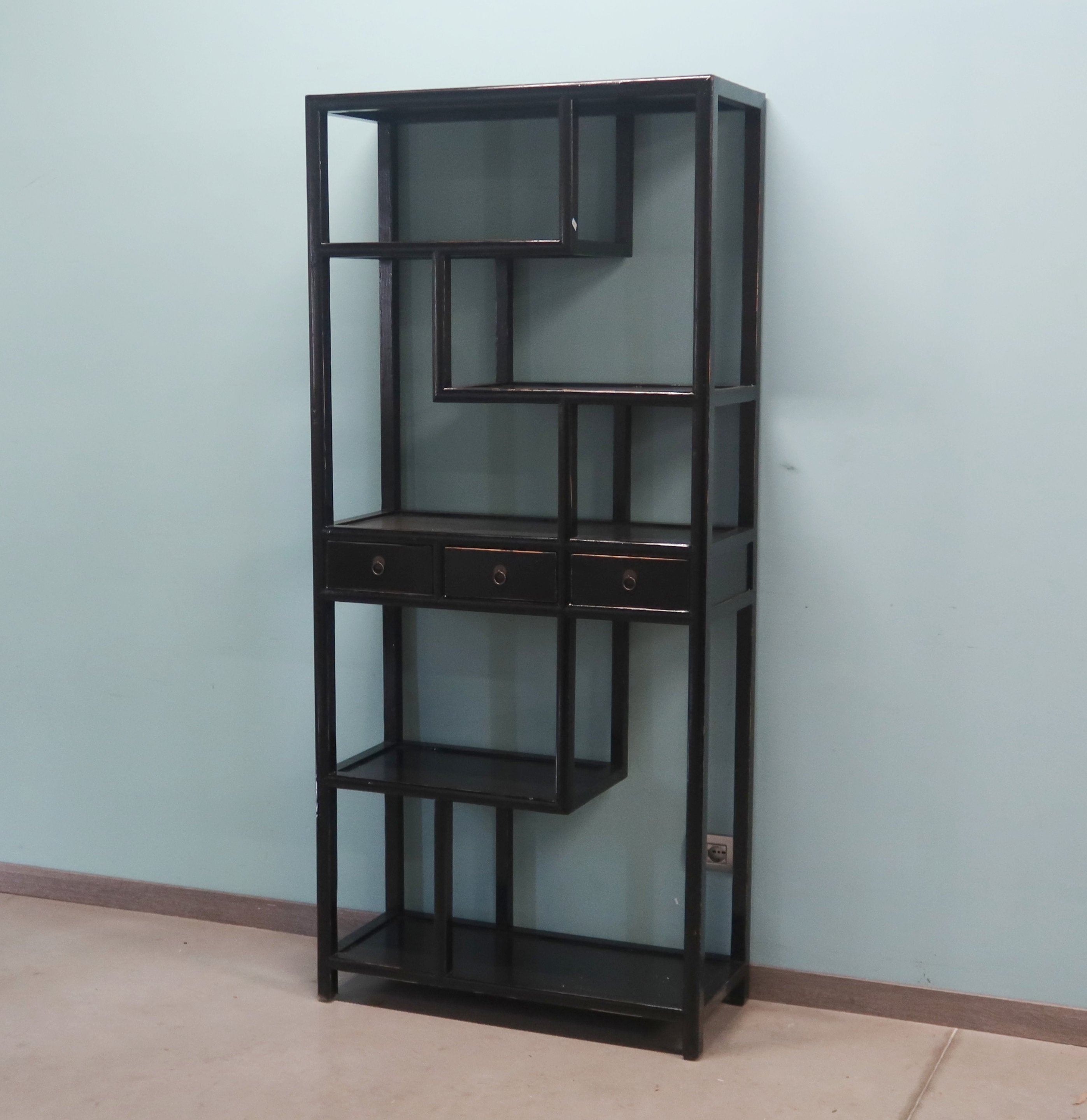 LIBRERIA CINESE ASIMMETRICA LACCA NERA